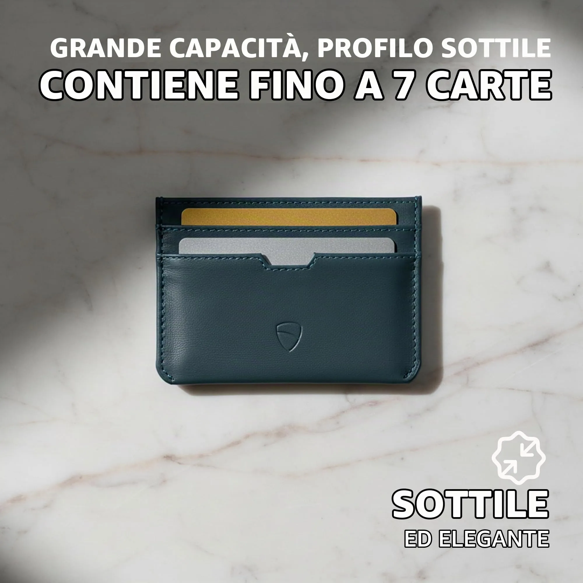 Vaultskin MOORGATE Porta Carte Uomo in Pelle con RFID, Blu navy mezzanotte - immagine 4