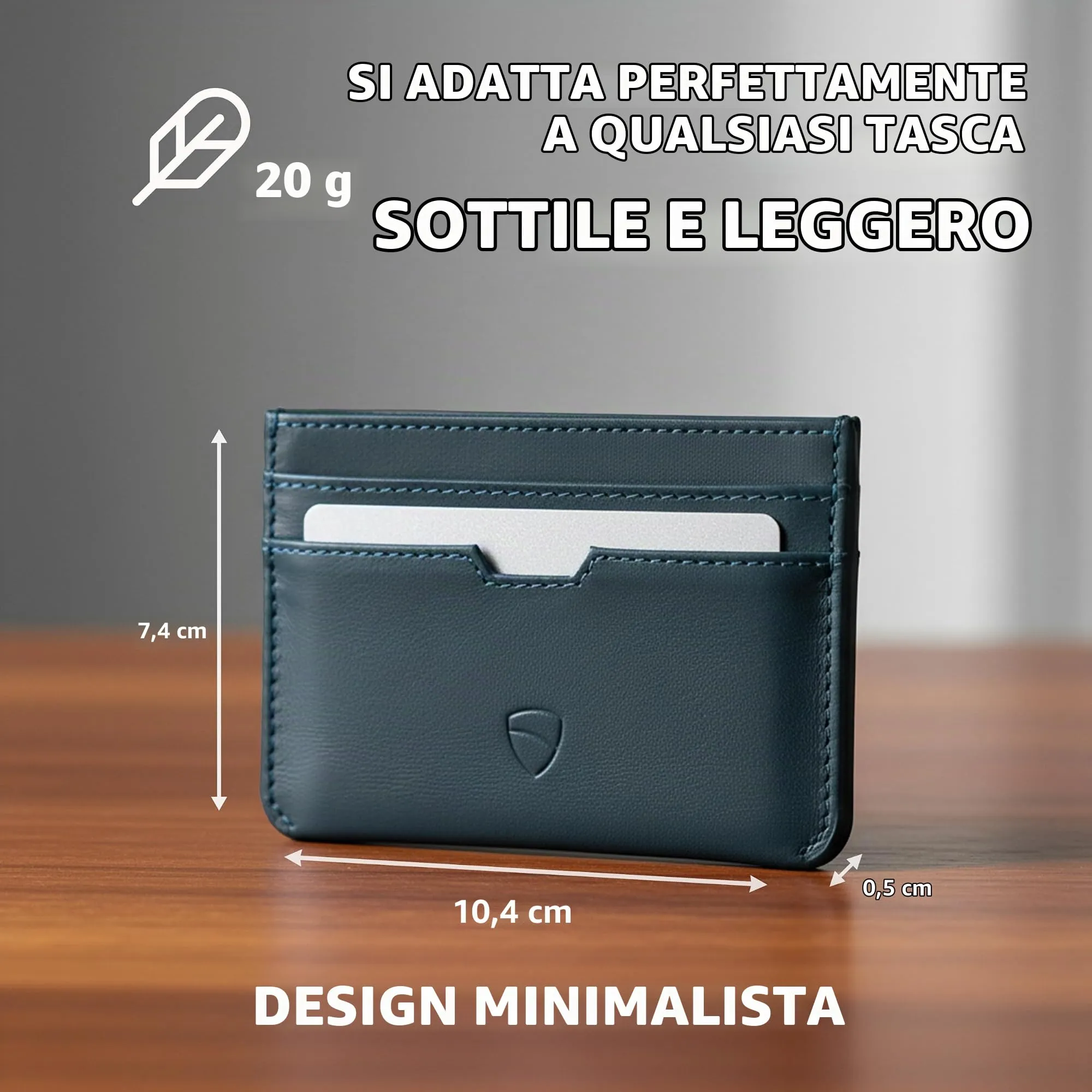 Vaultskin MOORGATE Porta Carte Uomo in Pelle con RFID, Blu navy mezzanotte - immagine 5