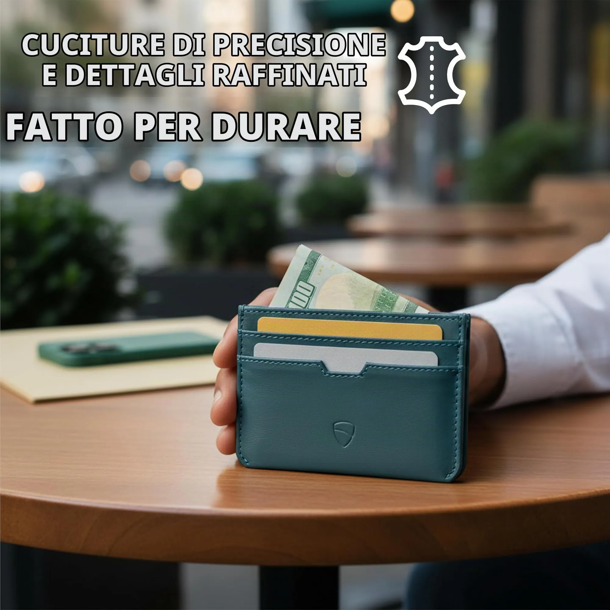Vaultskin MOORGATE Porta Carte Uomo in Pelle con RFID, Blu navy mezzanotte - immagine 6