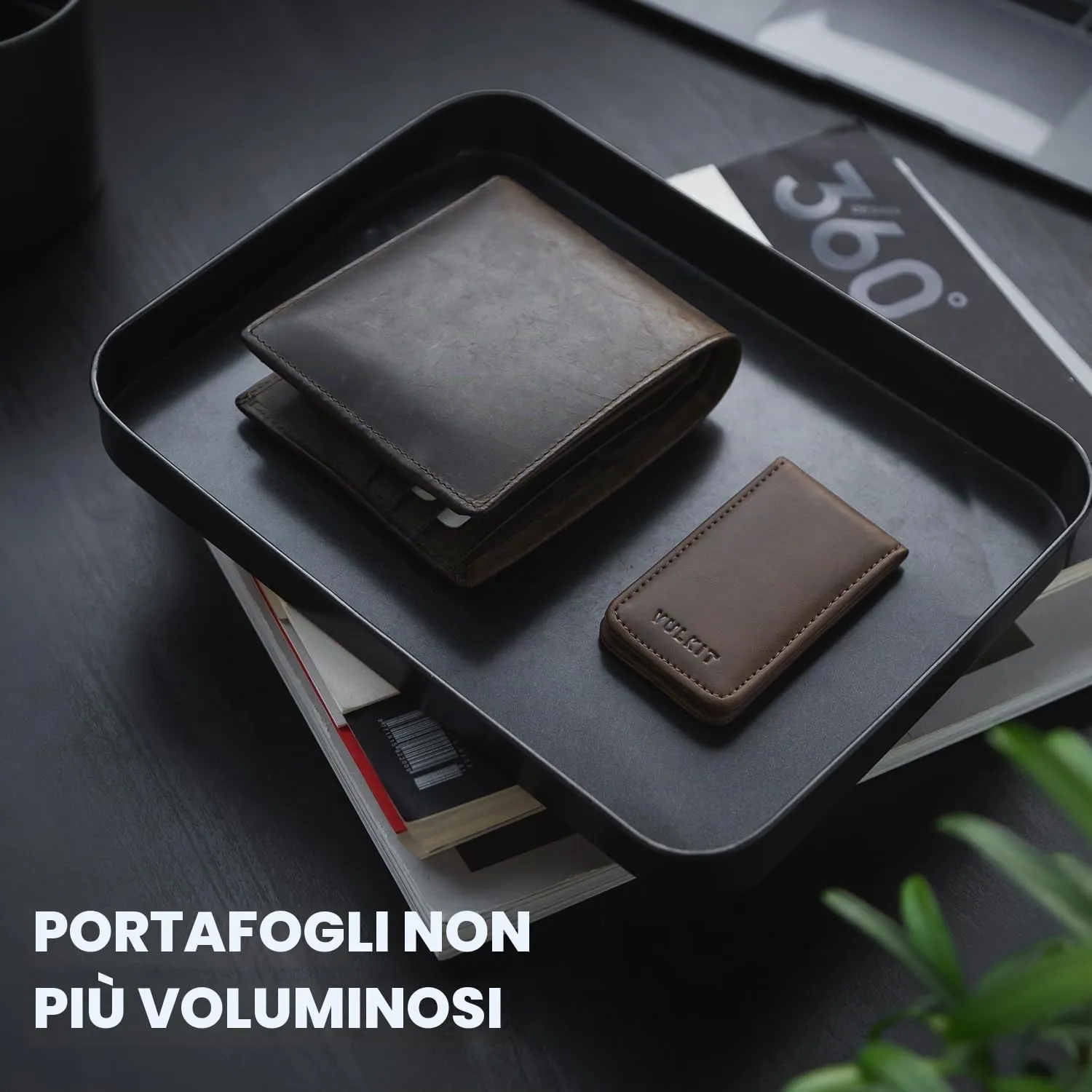 VULKIT Fermasoldi Magnetico Sottile Porta Biglietti da Visita in Pelle Porta Banconote Forte Magnete può Contenere 15 Banconote Piegate - immagine 3