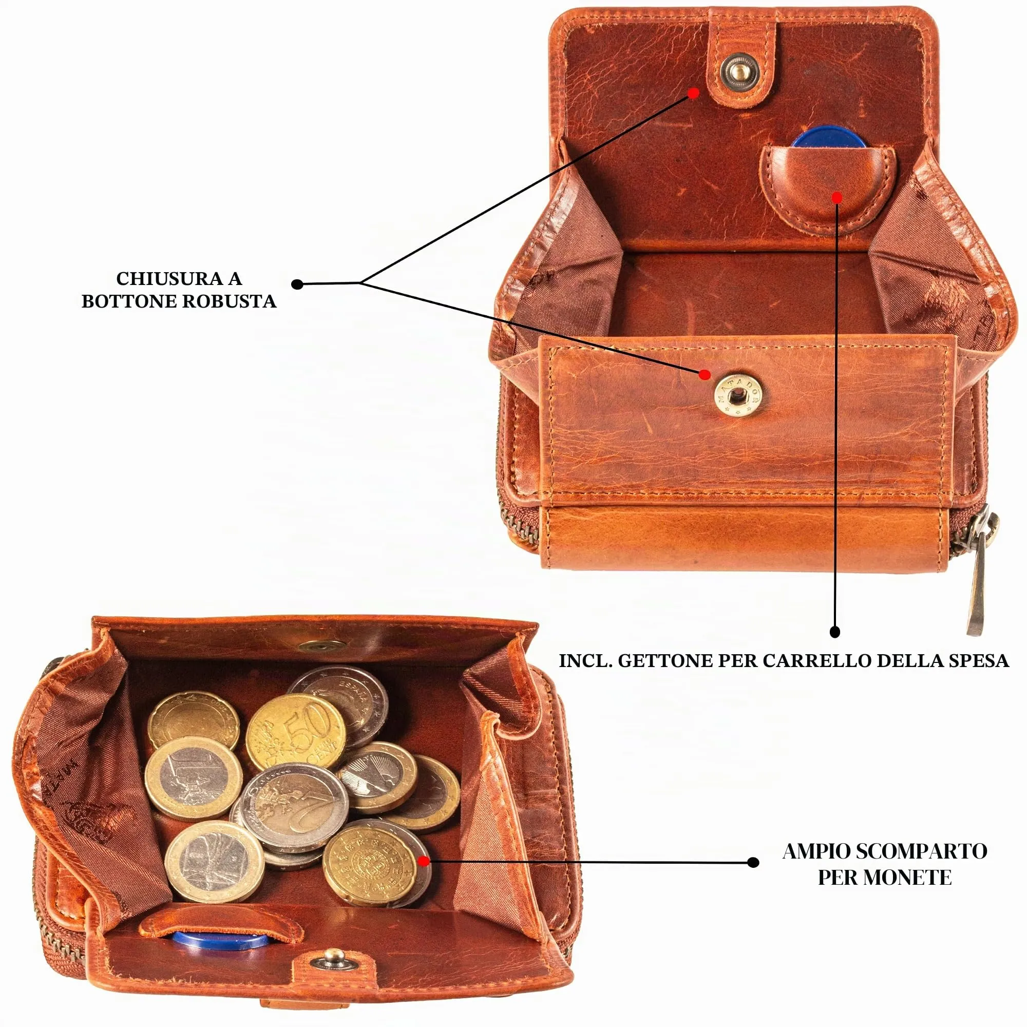 Matador Portafoglio Uomo Verticale Vera Pelle RFID Marrone Vintage NextGen - immagine 3