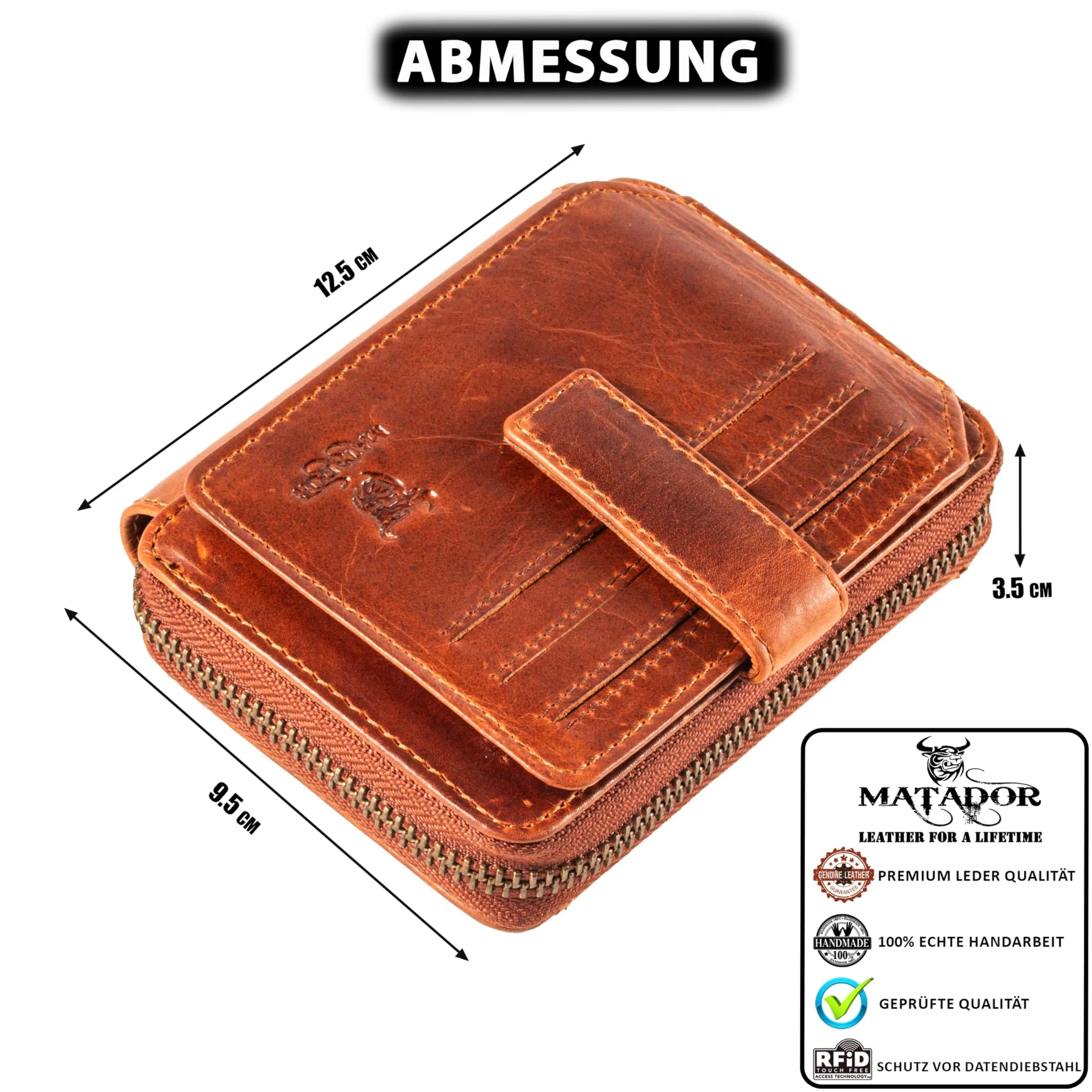 Matador Portafoglio Uomo Verticale Vera Pelle RFID Marrone Vintage NextGen - immagine 4
