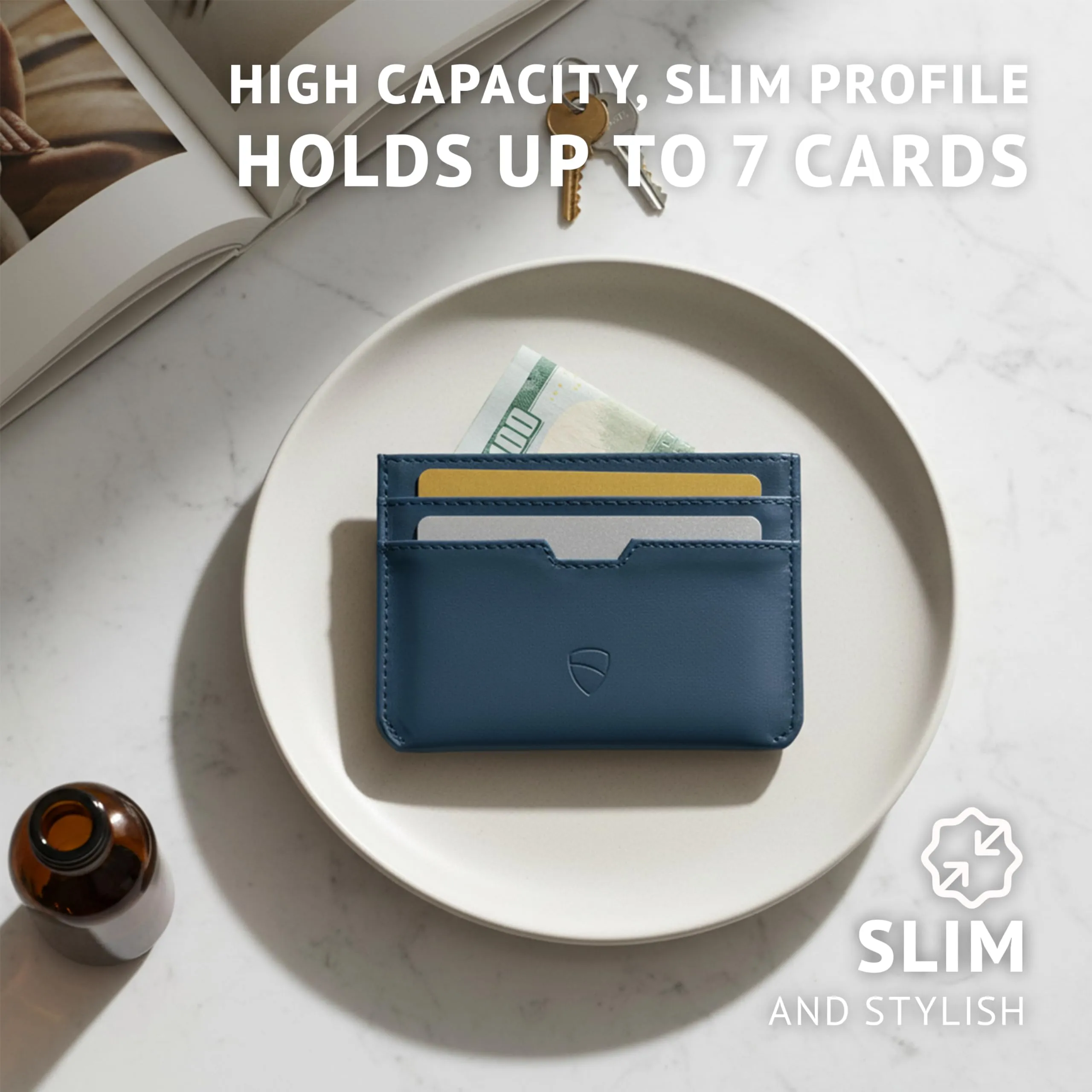 Vaultskin MOORGATE Porta Carte Uomo in Pelle con RFID, Blu reale - immagine 4