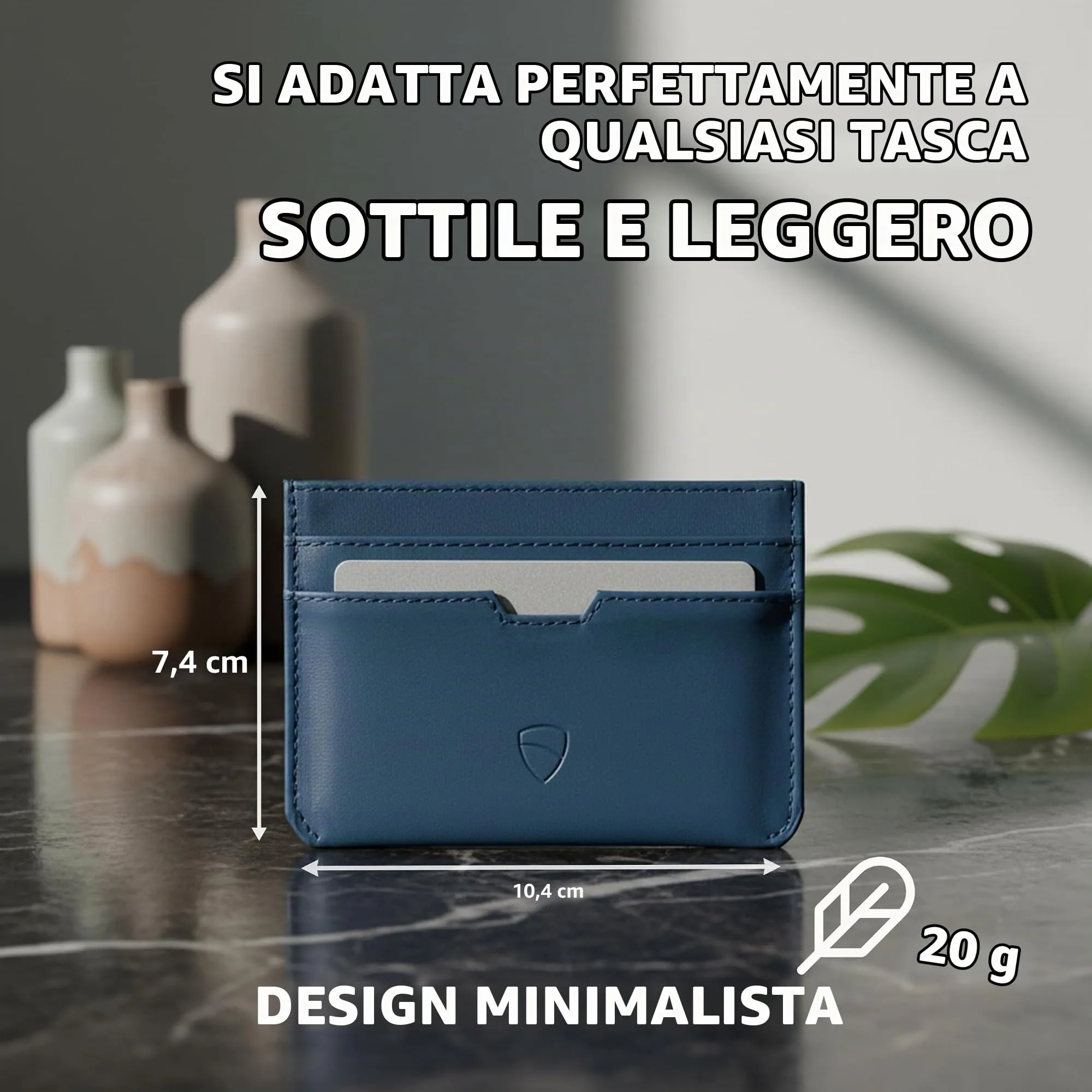 Vaultskin MOORGATE Porta Carte Uomo in Pelle con RFID, Blu reale - immagine 5