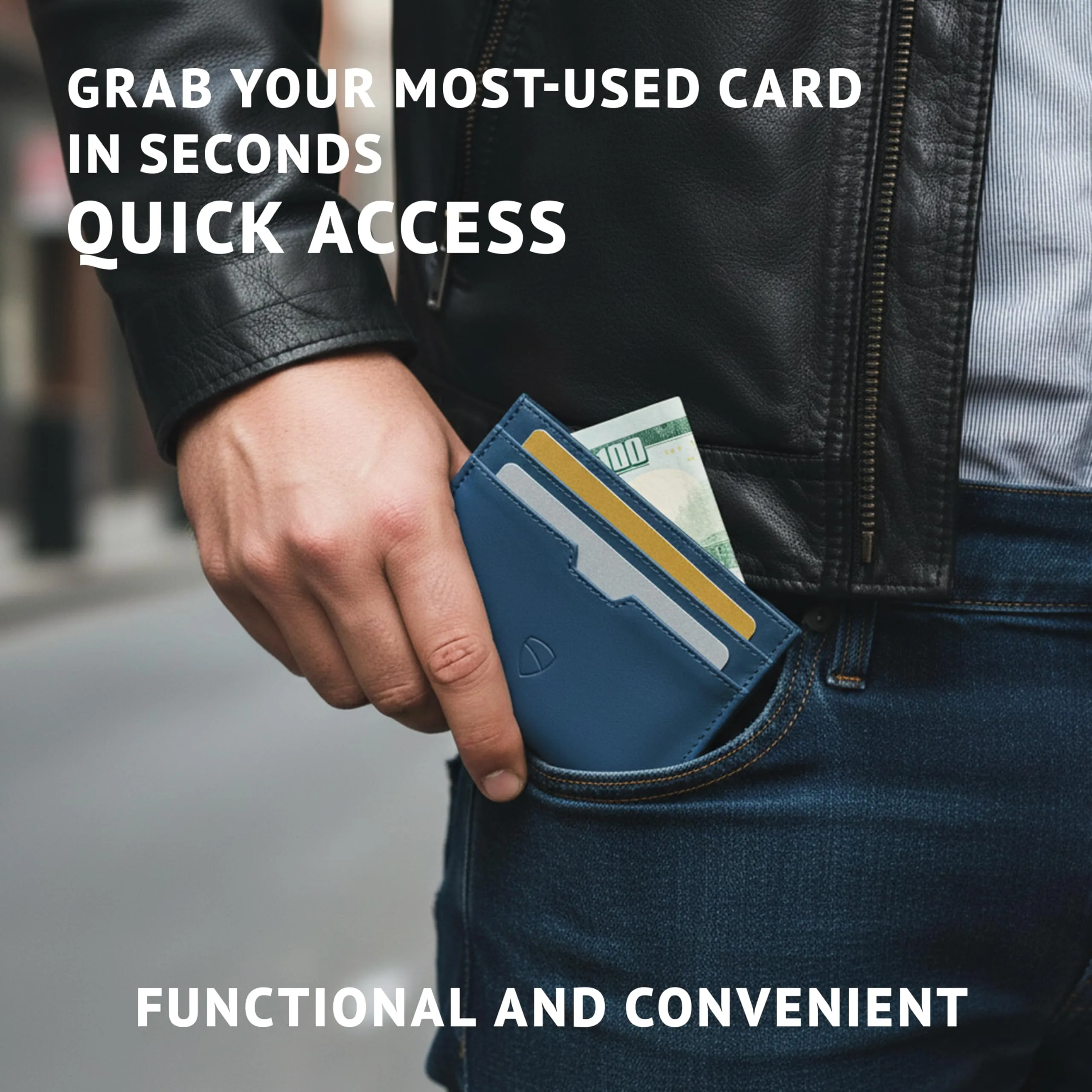 Vaultskin MOORGATE Porta Carte Uomo in Pelle con RFID, Blu reale - immagine 7