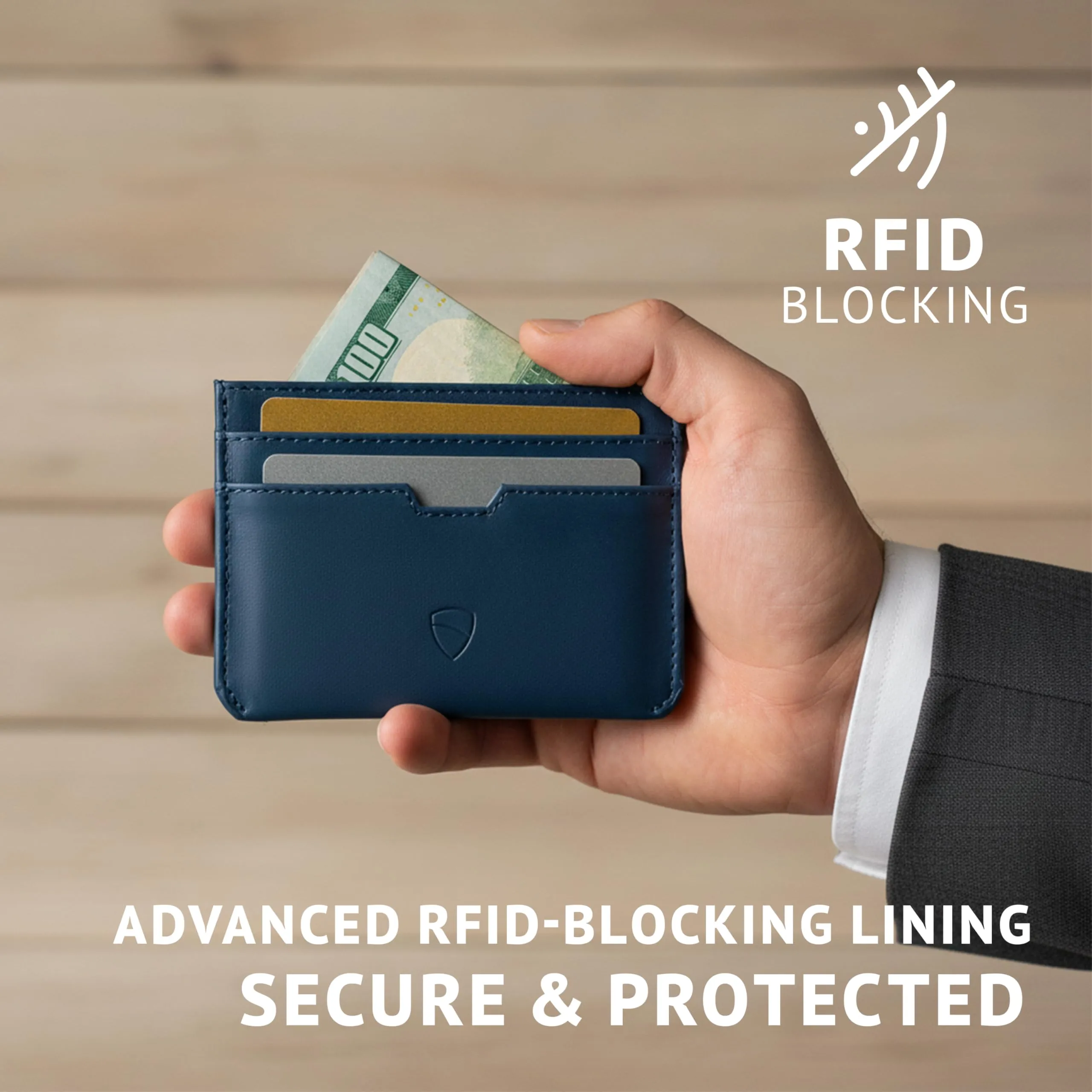 Vaultskin MOORGATE Porta Carte Uomo in Pelle con RFID, Blu reale - immagine 8