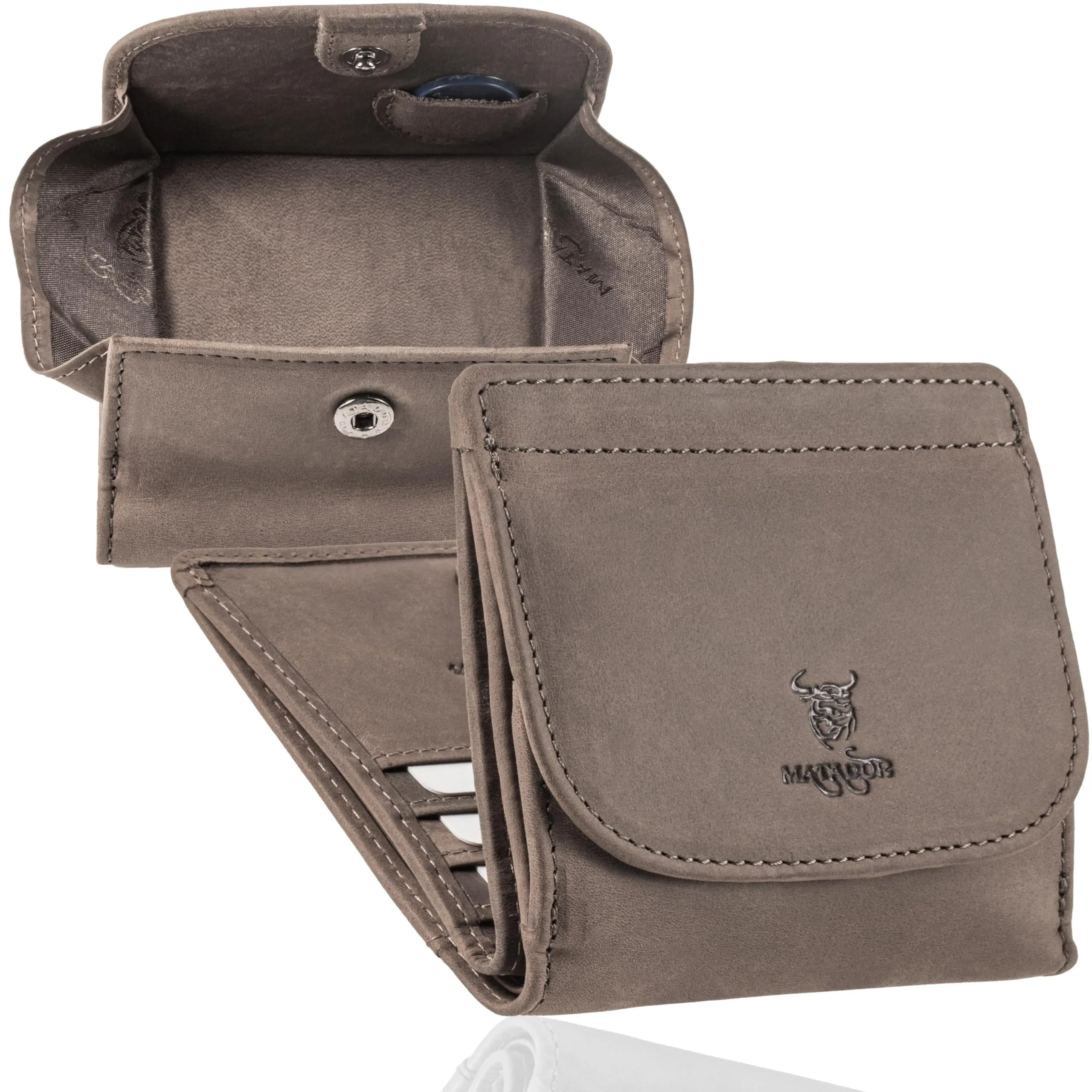 Matador Portafoglio Uomo Piccolo Pelle RFID Portamonete Grigio - immagine 1