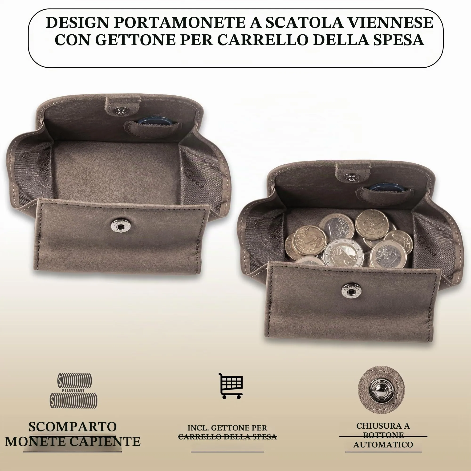 Matador Portafoglio Uomo Piccolo Pelle RFID Portamonete Grigio - immagine 3