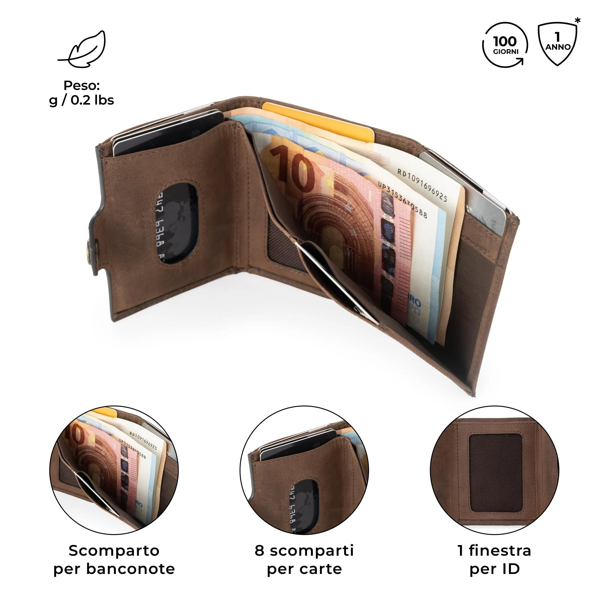 Berliner Bags Portafoglio Hamburg Uomo Piccolo Slim in Pelle e Portamonete - immagine 3