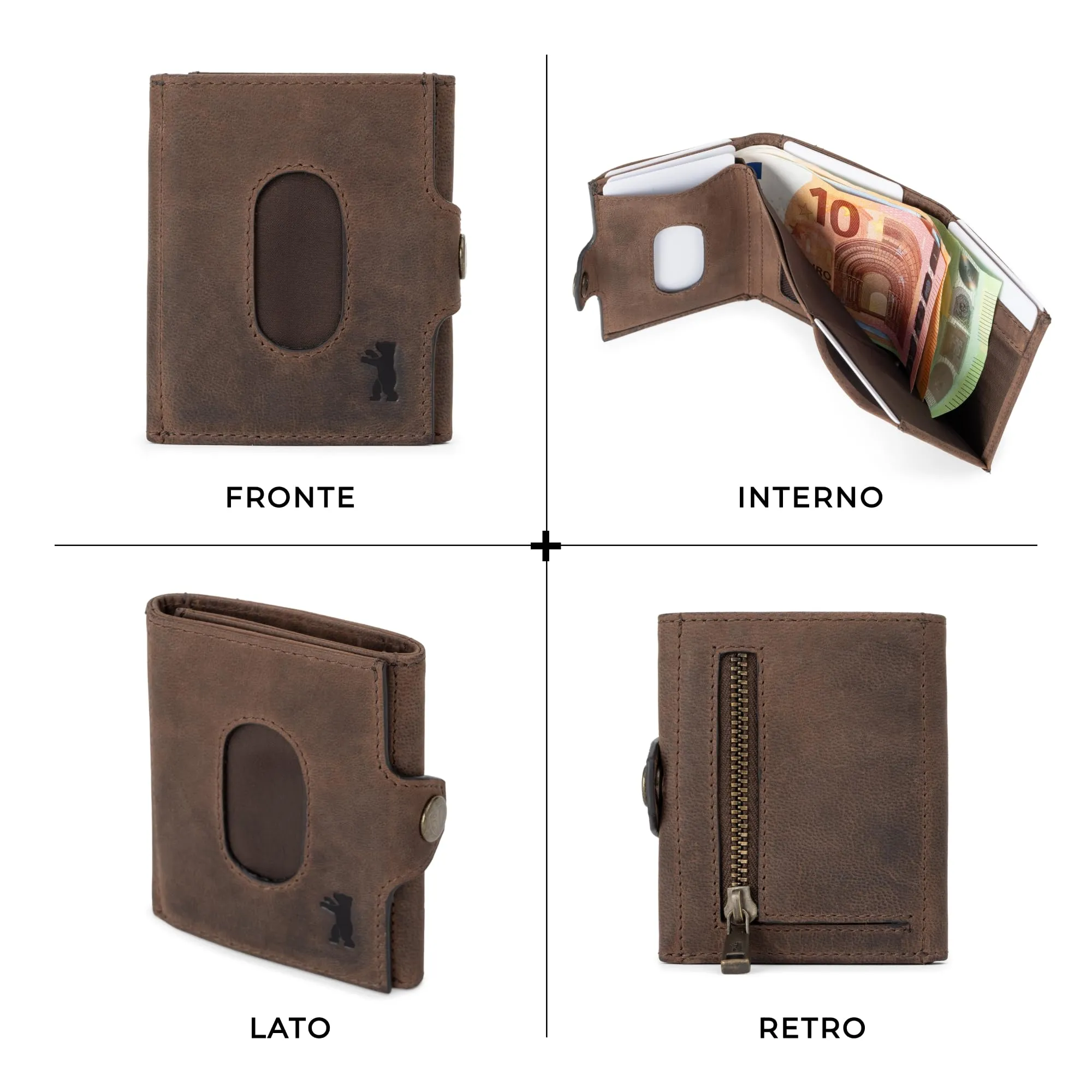 Berliner Bags Portafoglio Hamburg Uomo Piccolo Slim in Pelle e Portamonete - immagine 5