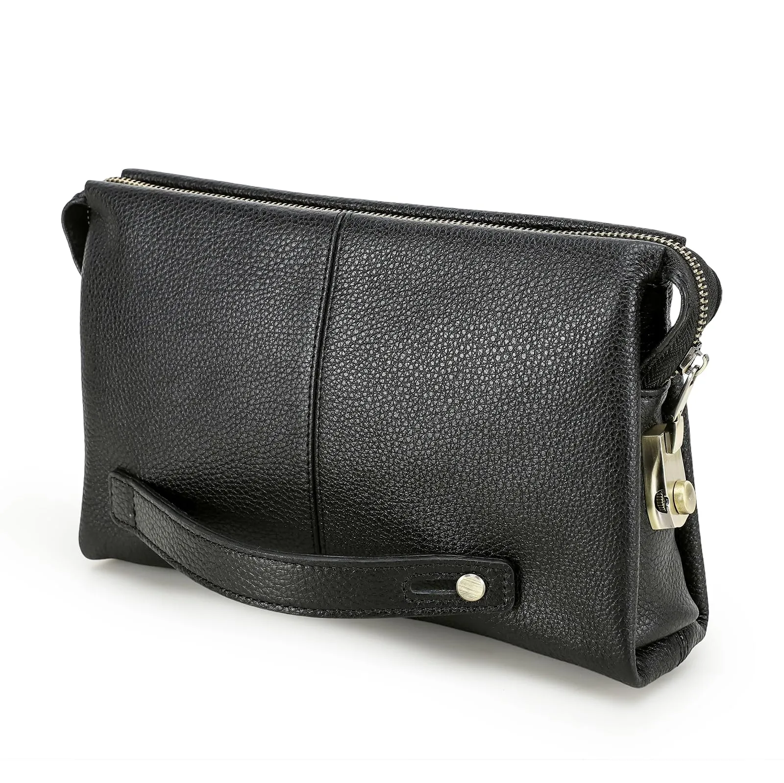 Contacts Uomo Pelle Porta Carta d'Identità Organizer Pochette per Uomo, Grande Capacità con Blocco Antifurto Viaggio Passaporto Portafoglio Telefono Porta-carte Borsa con Cinturino - immagine 1
