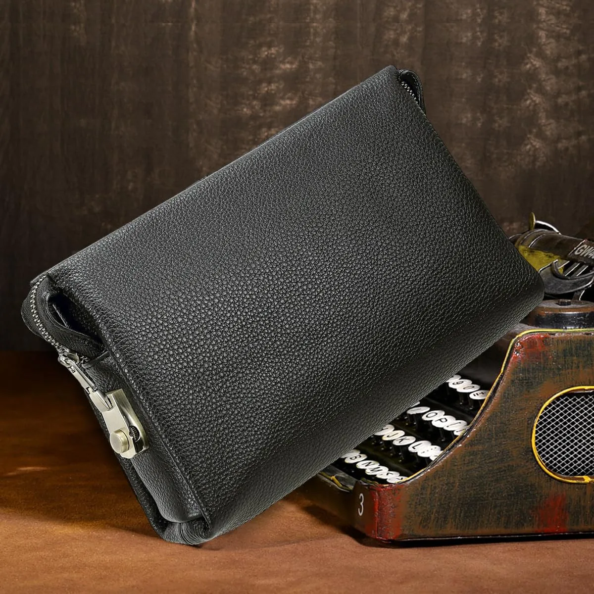 Contacts Uomo Pelle Porta Carta d'Identità Organizer Pochette per Uomo, Grande Capacità con Blocco Antifurto Viaggio Passaporto Portafoglio Telefono Porta-carte Borsa con Cinturino - immagine 2