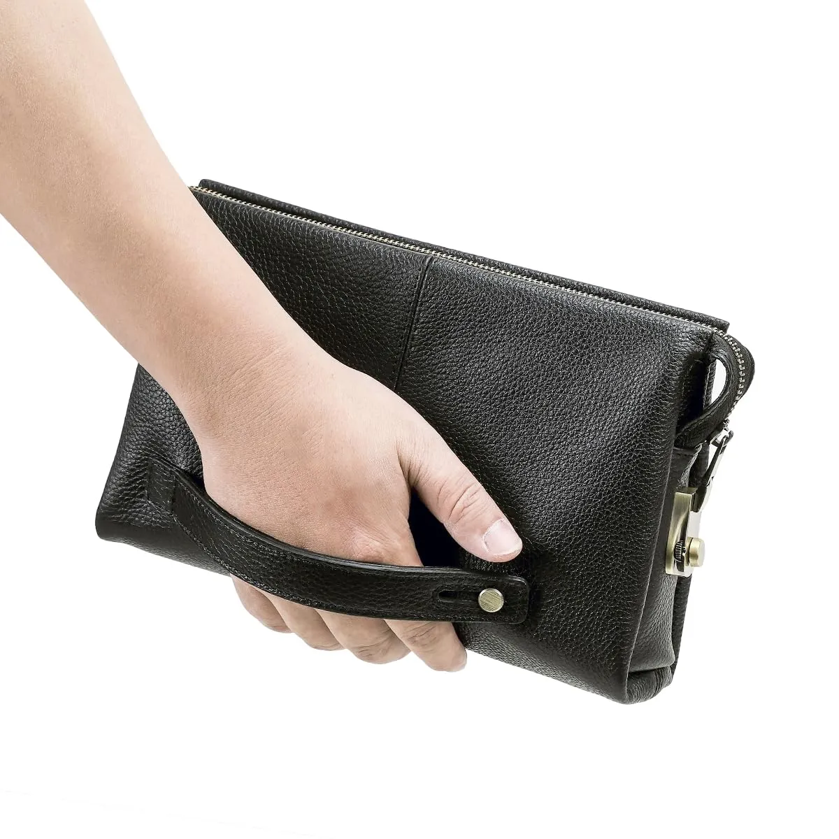 Contacts Uomo Pelle Porta Carta d'Identità Organizer Pochette per Uomo, Grande Capacità con Blocco Antifurto Viaggio Passaporto Portafoglio Telefono Porta-carte Borsa con Cinturino - immagine 6