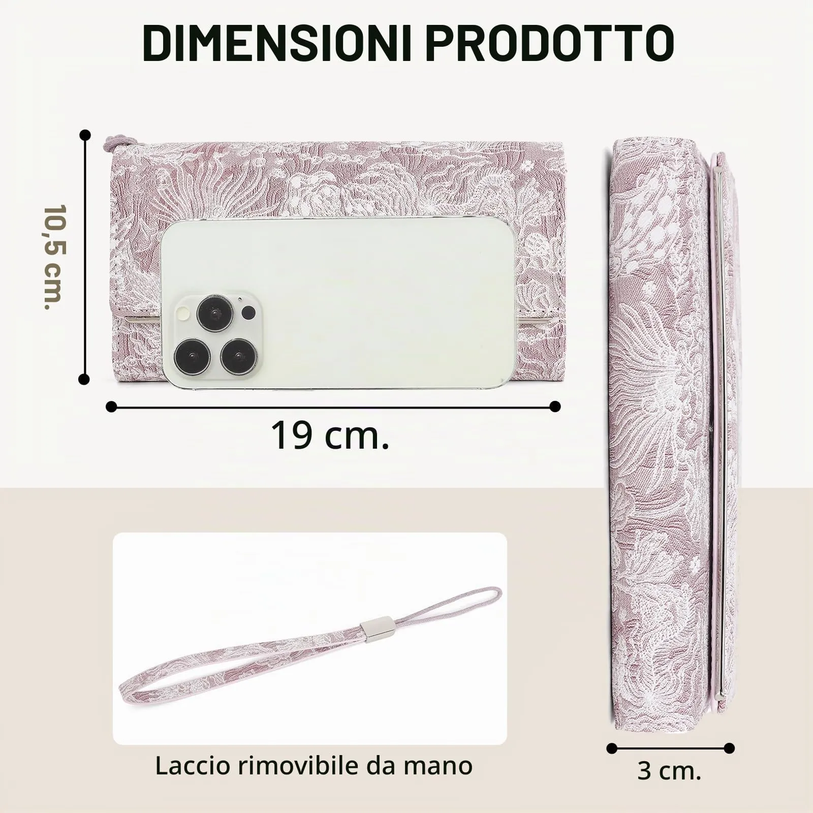 Miss Lulu Portafoglio Donna Grande, Elegante Portafoglio Donna, Portamonete Donna in Pelle Sintetica con Stampa Bianca, Borsellino Donna Piccolo - immagine 4