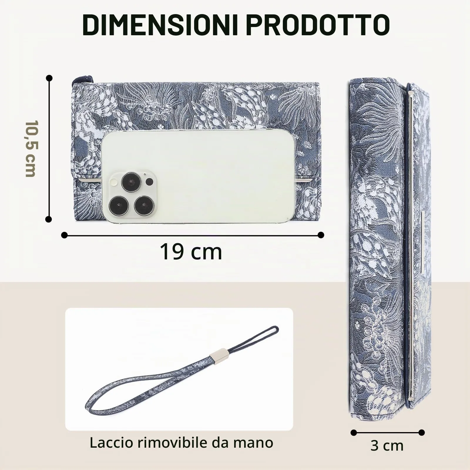 Miss Lulu Portafoglio Donna Grande, Elegante Portafoglio Donna, Portamonete Donna in Pelle Sintetica con Stampa Bianca, Borsellino Donna Piccolo - immagine 4