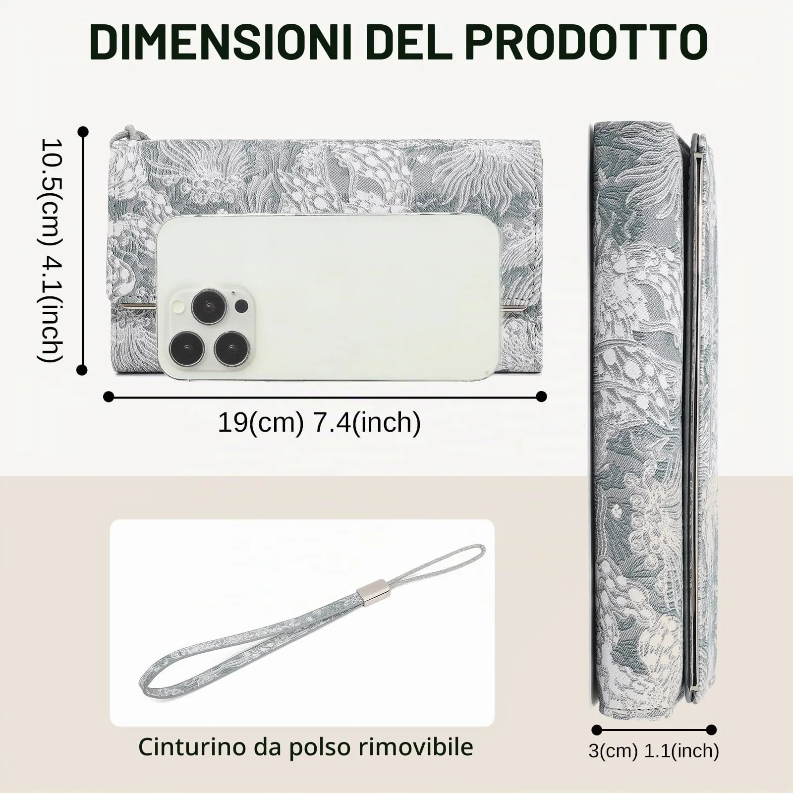 Miss Lulu Portafoglio Donna Grande, Elegante Portafoglio Donna, Portamonete Donna in Pelle Sintetica con Stampa Bianca, Borsellino Donna Piccolo - immagine 4
