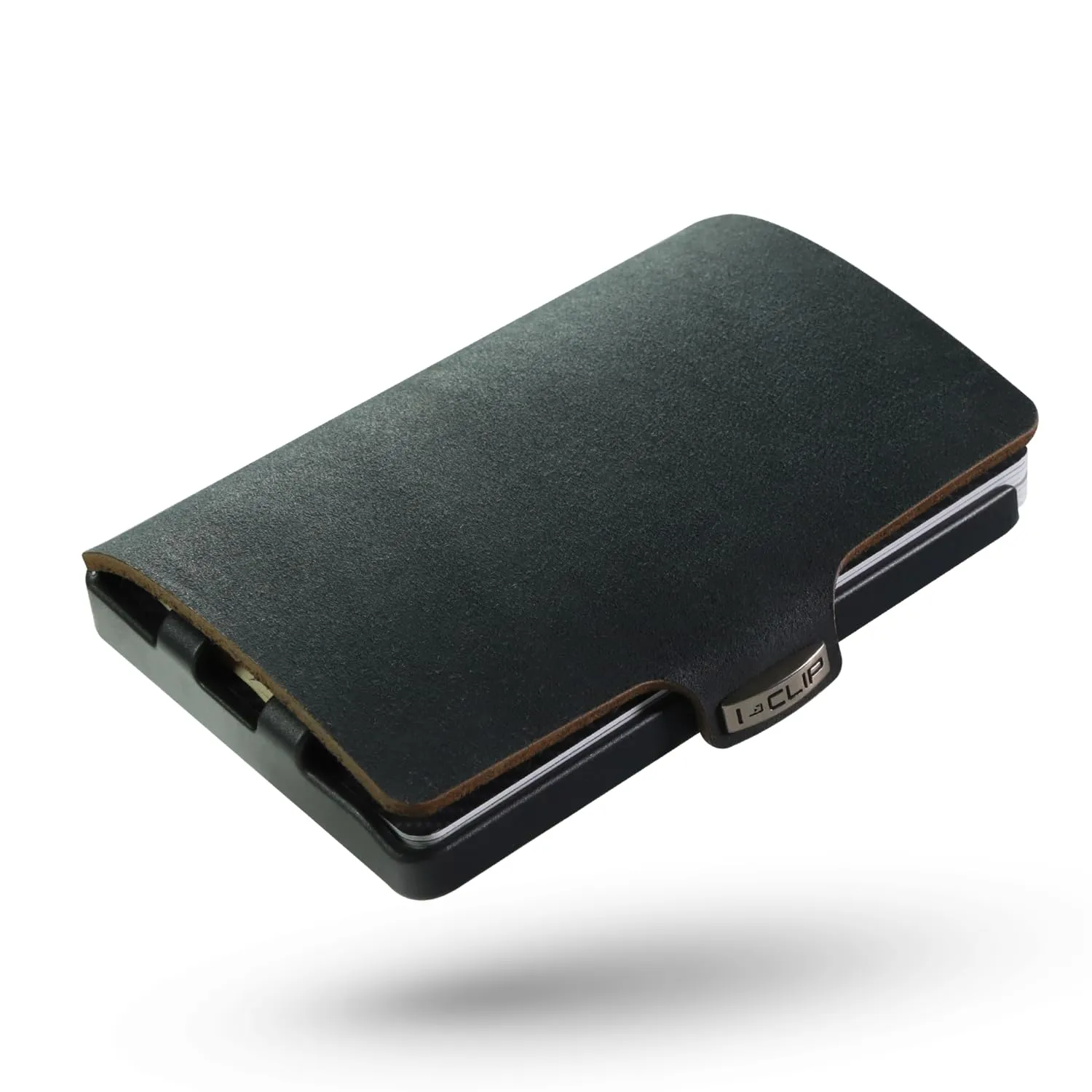 I-CLIP Original Portafoglio Uomo Slim Banconote, Mini Wallet fino a 12 Carte, Pelle Liscia Nero, Telaio Nero - immagine 1