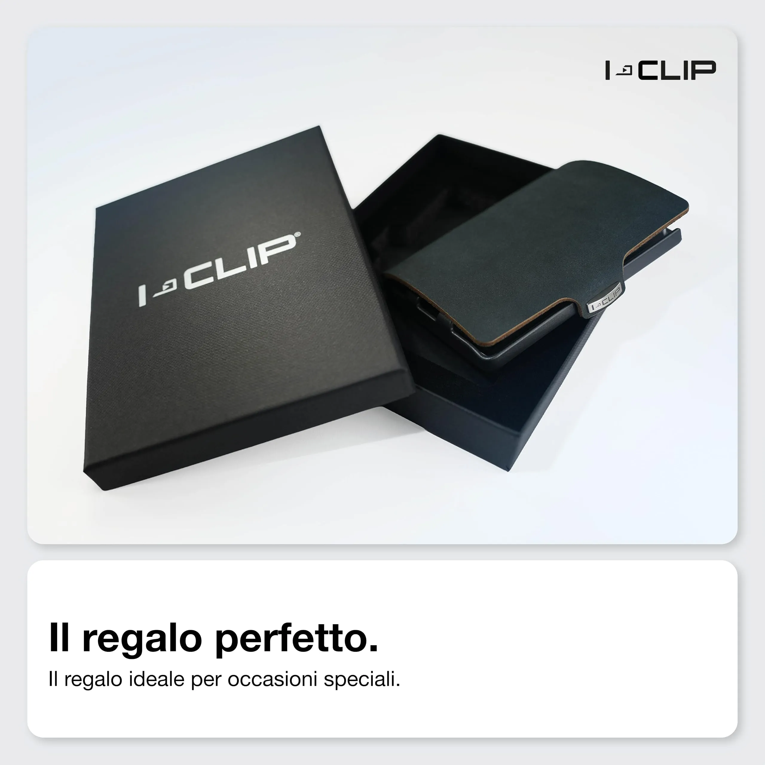 I-CLIP Original Portafoglio Uomo Slim Banconote, Mini Wallet fino a 12 Carte, Pelle Liscia Nero, Telaio Nero - immagine 6
