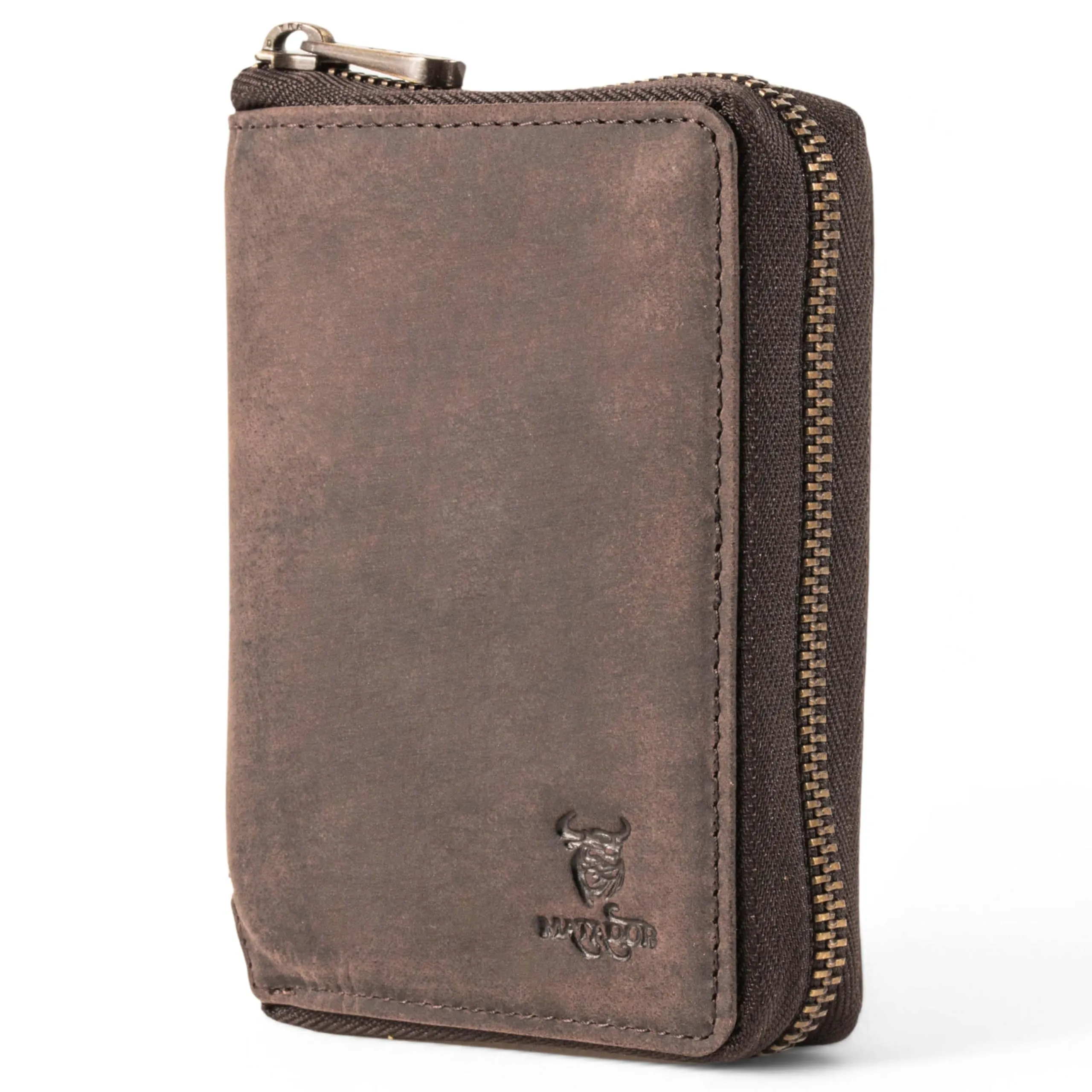 Matador Portafoglio Uomo con Portamonete Pelle RFID Zip Marrone Scuro - immagine 1