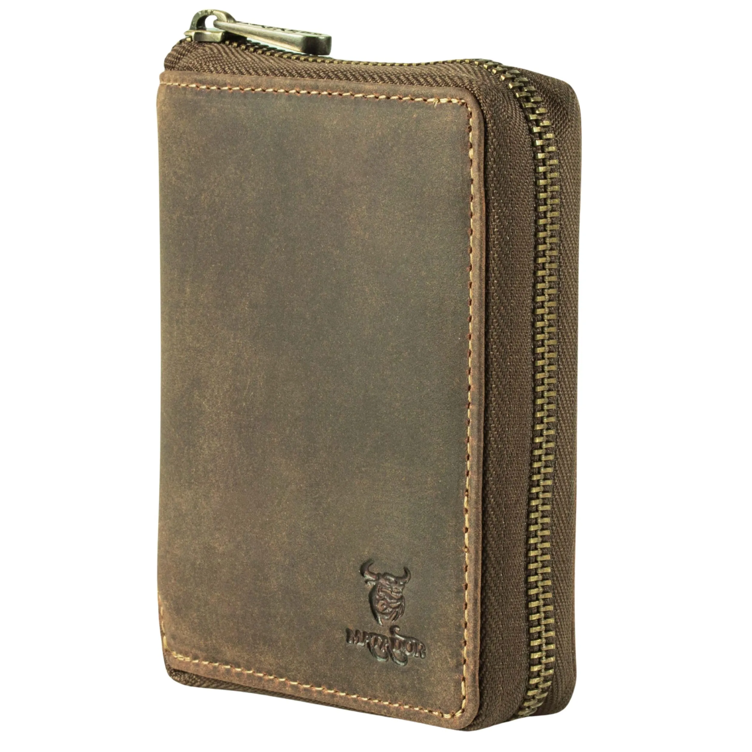 Matador Portamonete Uomo Portafoglio Pelle RFID Zip, Marrone Hunter - immagine 1