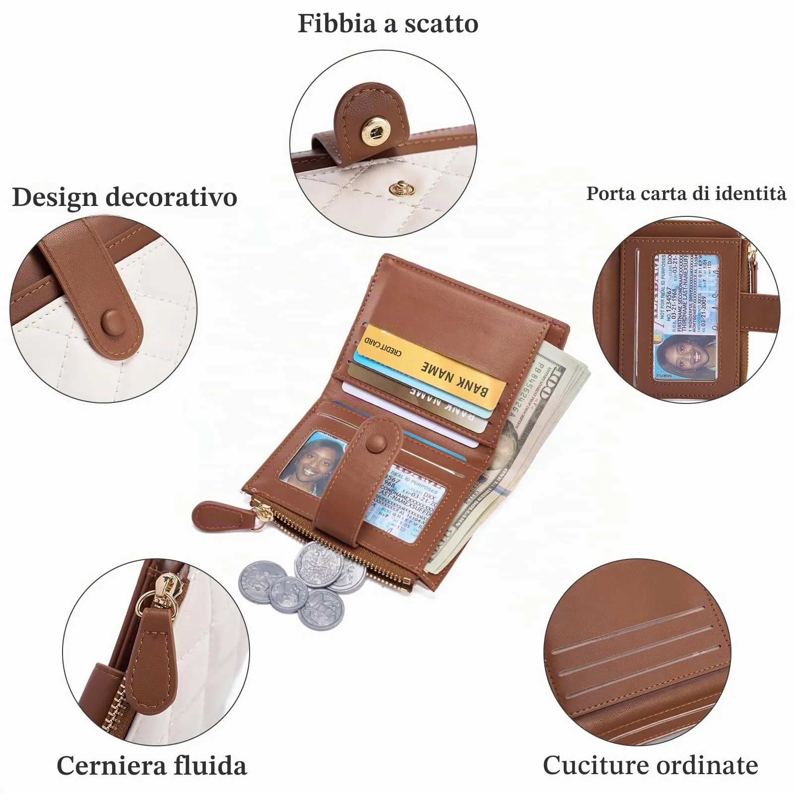 GAEKEAO Portafoglio Donna Slim, Portafogli Donna Piccolo con Protezione RFID, Portacarte Piccolo con ZIP, Porta Carte di Credito, con Tasca Portamonete e Contanti Borsellino Regalo Donne - immagine 3