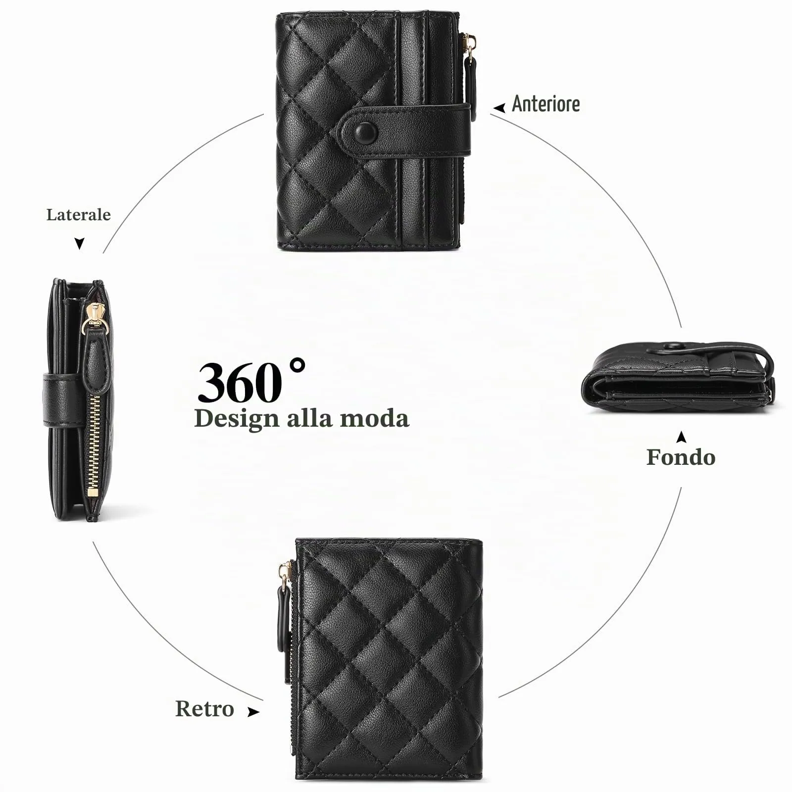 GAEKEAO Portafoglio Donna Slim, Portafogli Donna Piccolo con Protezione RFID, Portacarte Piccolo con ZIP, Porta Carte di Credito, con Tasca Portamonete e Contanti Borsellino Regalo Donne - immagine 5