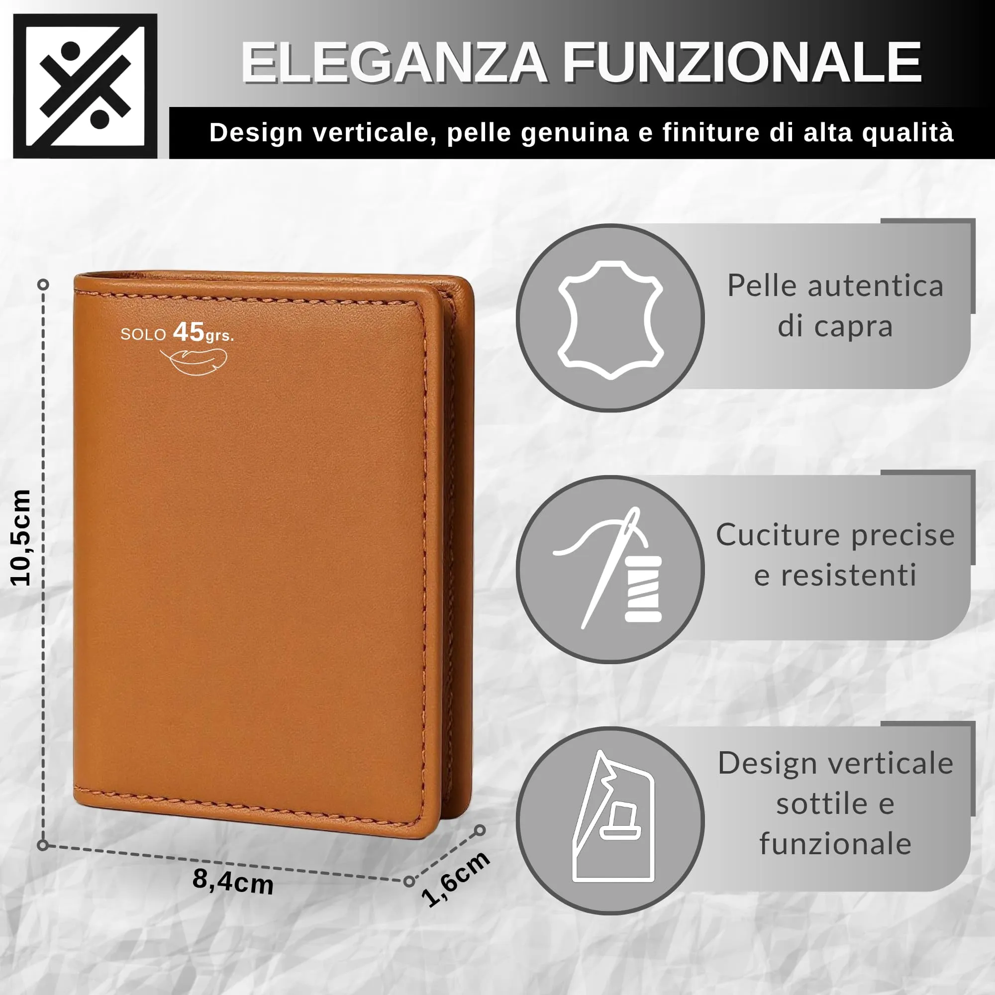 DYKANBO Portatessere Uomo Tascabile - Mini Portafoglio Uomo Piccolo Sottile - Slim Portafogli con Protezione RFID - Porta Carte Credito - Portafoglio Verticale RFID (CAMEL) - immagine 2