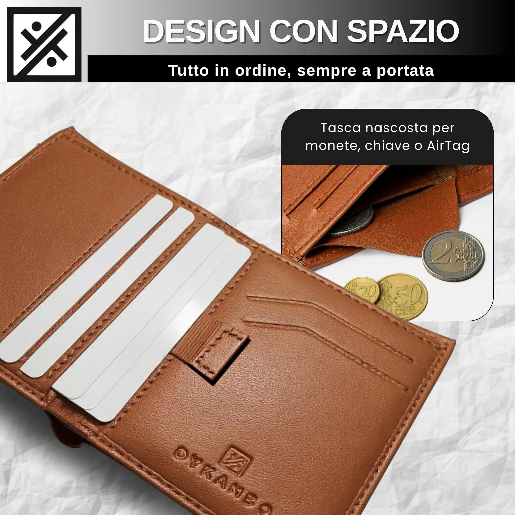 DYKANBO Portatessere Uomo Tascabile - Mini Portafoglio Uomo Piccolo Sottile - Slim Portafogli con Protezione RFID - Porta Carte Credito - Portafoglio Verticale RFID (CAMEL) - immagine 7