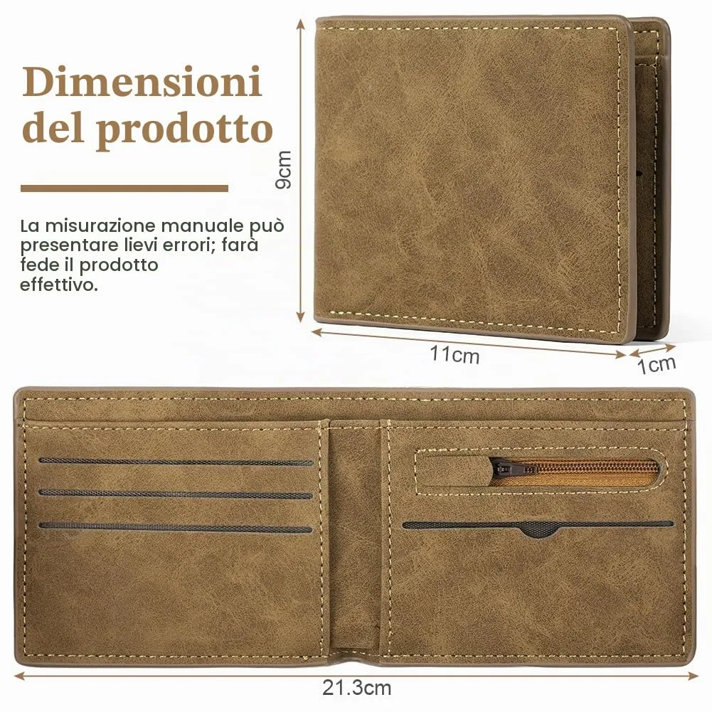 Vicloon Portafoglio Uomo con Portacarte, Porta Portafoglio Piccolo Carte in Pelle PU, con Scomparti per Banconote, Tasca Portamonete e Finestra ID, per Lavoro, Uso Quotidiano o Viaggi, Marrone - immagine 2