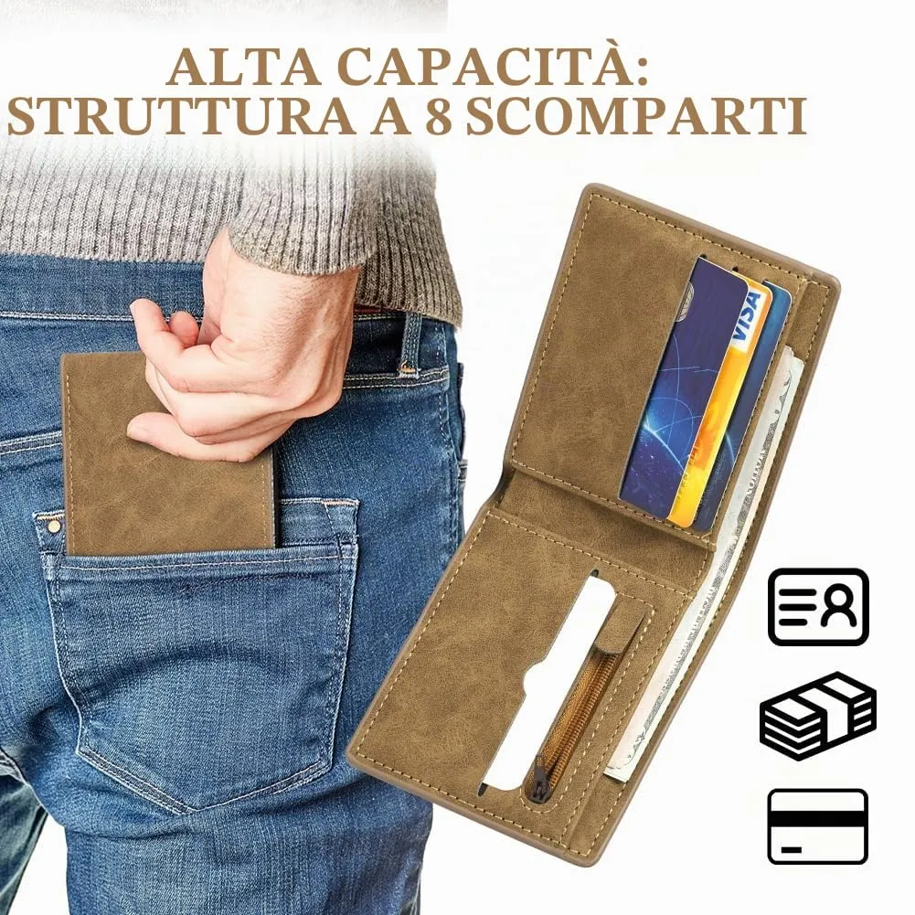 Vicloon Portafoglio Uomo con Portacarte, Porta Portafoglio Piccolo Carte in Pelle PU, con Scomparti per Banconote, Tasca Portamonete e Finestra ID, per Lavoro, Uso Quotidiano o Viaggi, Marrone - immagine 5