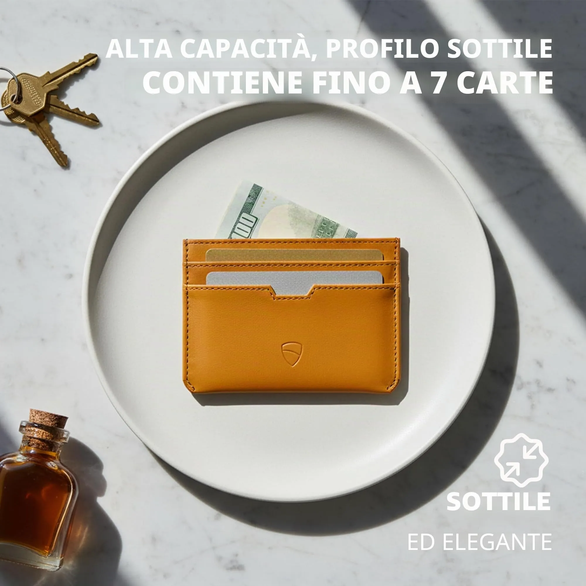 Vaultskin MOORGATE Porta Carte Uomo in Pelle con RFID, Giallo dorato - immagine 4