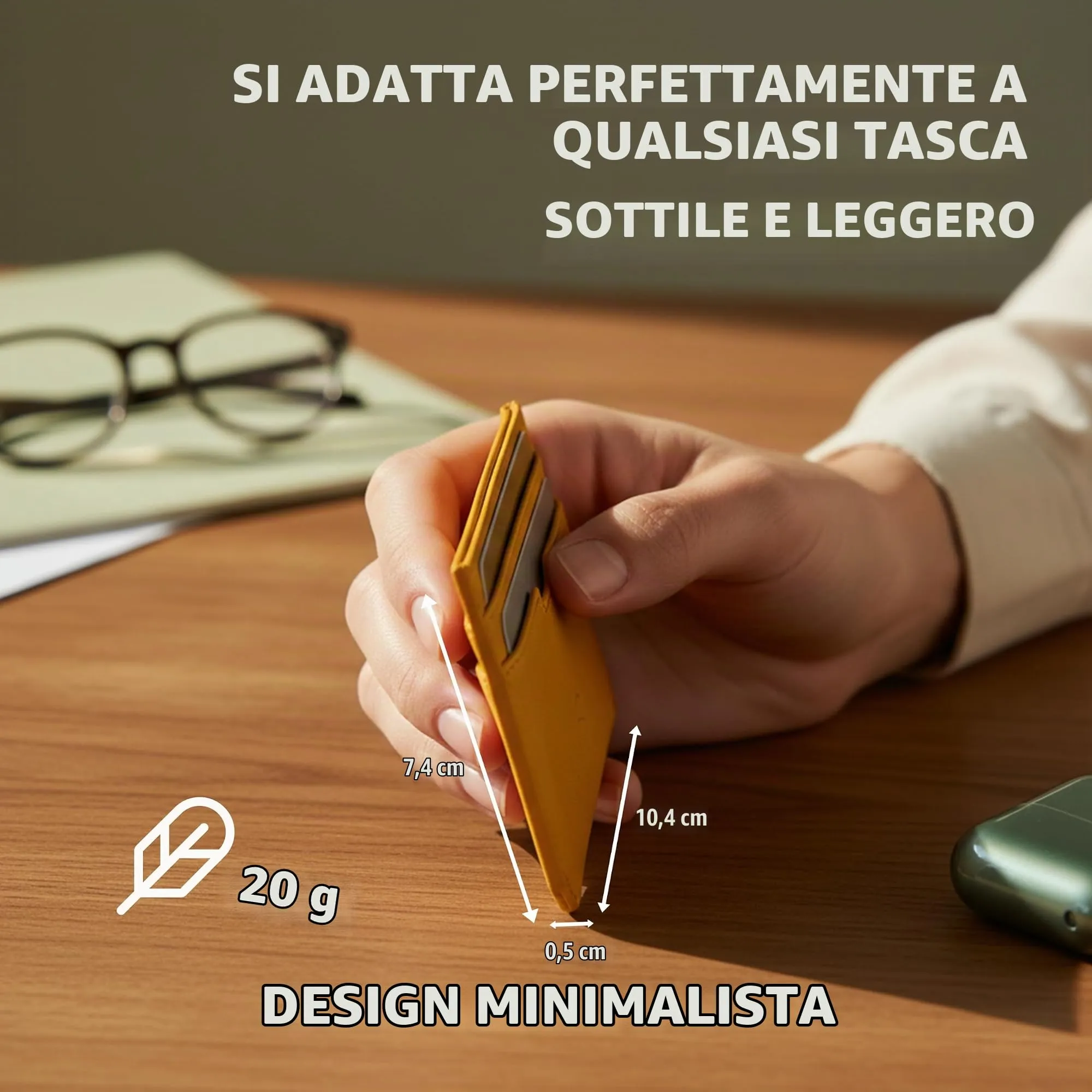 Vaultskin MOORGATE Porta Carte Uomo in Pelle con RFID, Giallo dorato - immagine 5