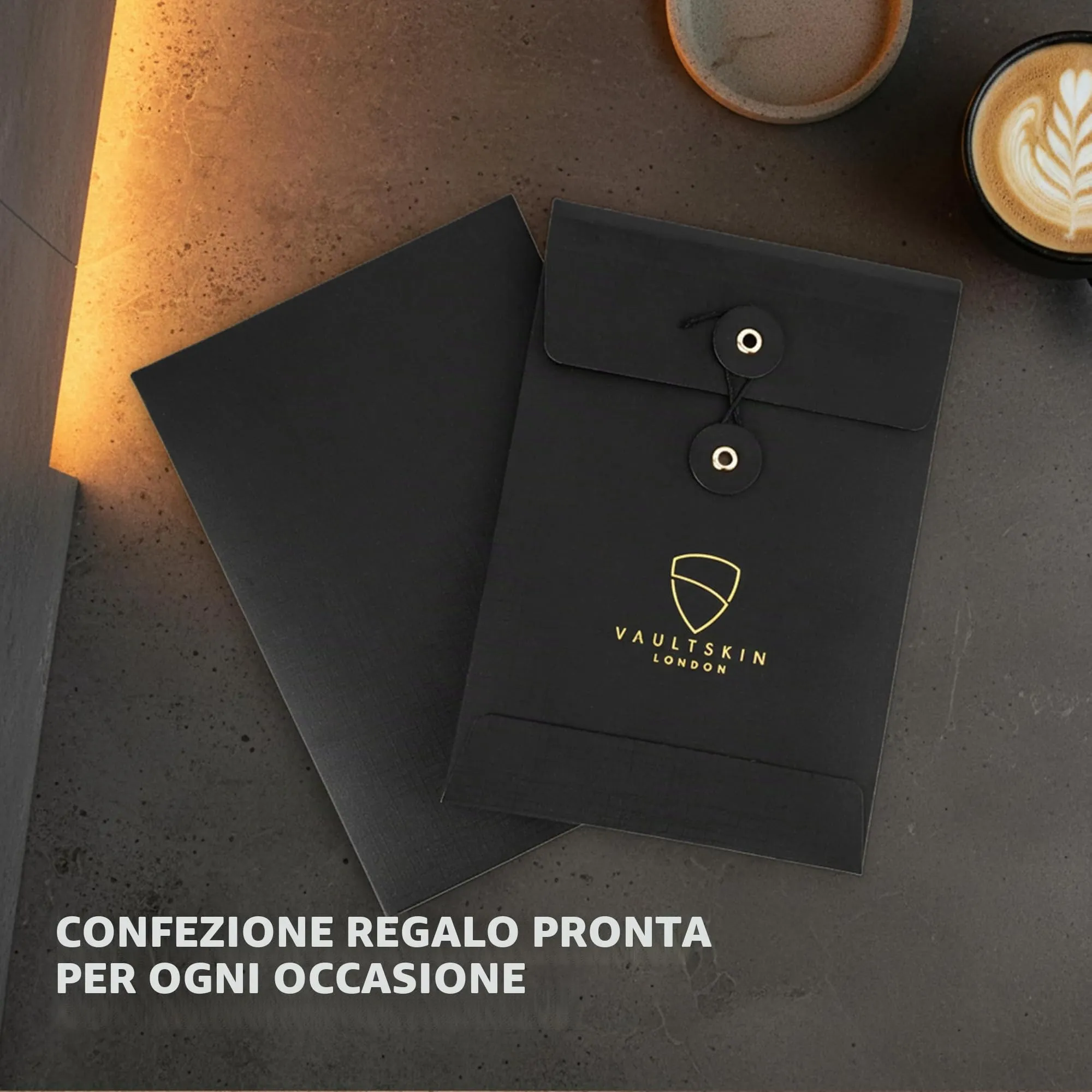 Vaultskin MOORGATE Porta Carte Uomo in Pelle con RFID, Giallo dorato - immagine 9