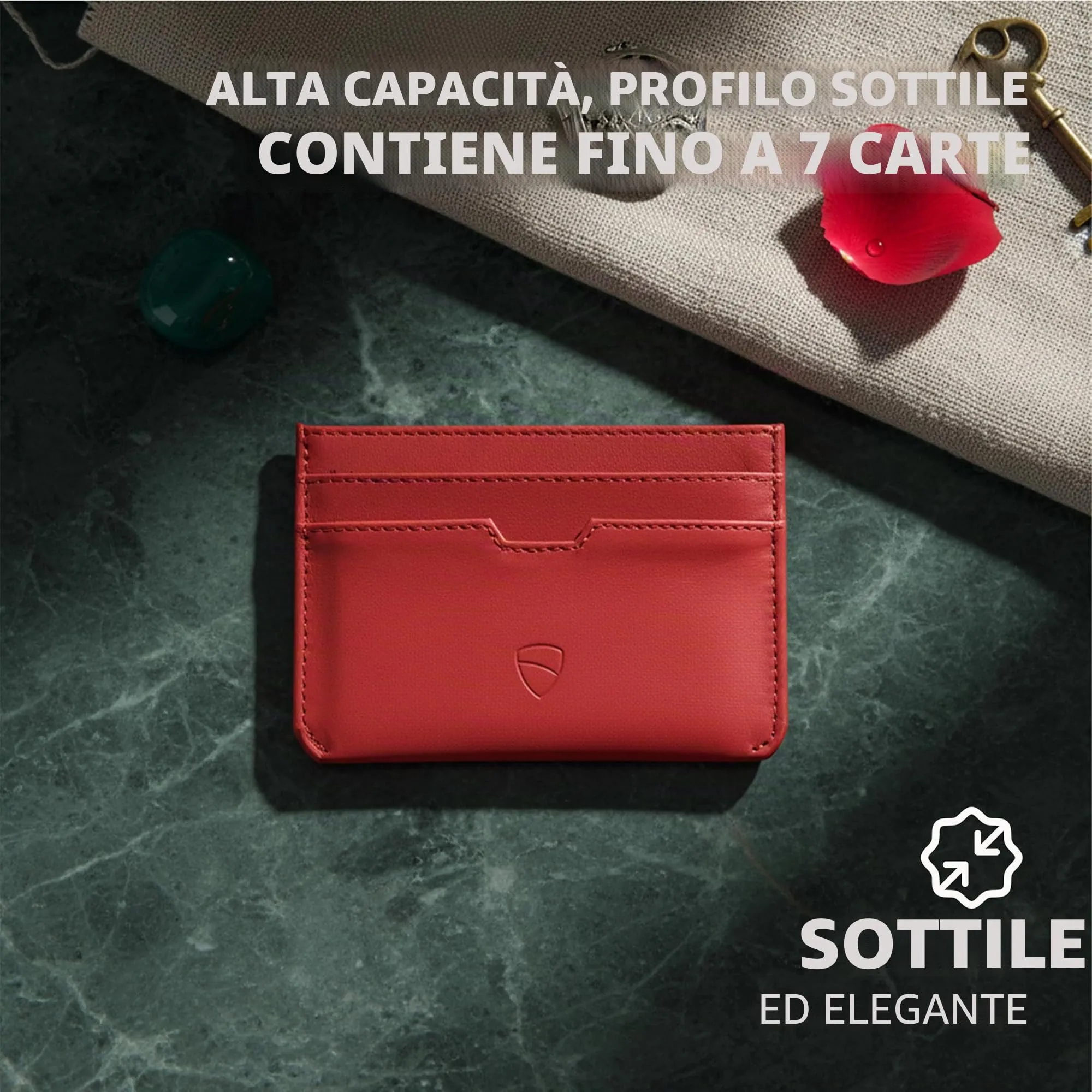 Vaultskin MOORGATE Porta Carte Uomo in Pelle con RFID, Rosso cremisi - immagine 4