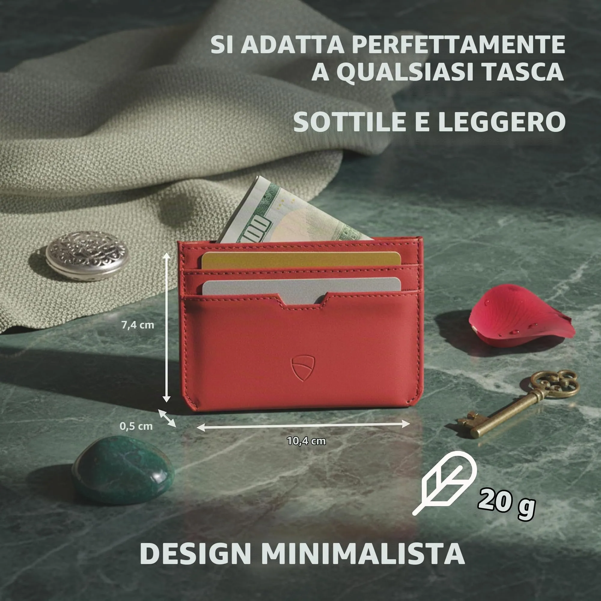 Vaultskin MOORGATE Porta Carte Uomo in Pelle con RFID, Rosso cremisi - immagine 5