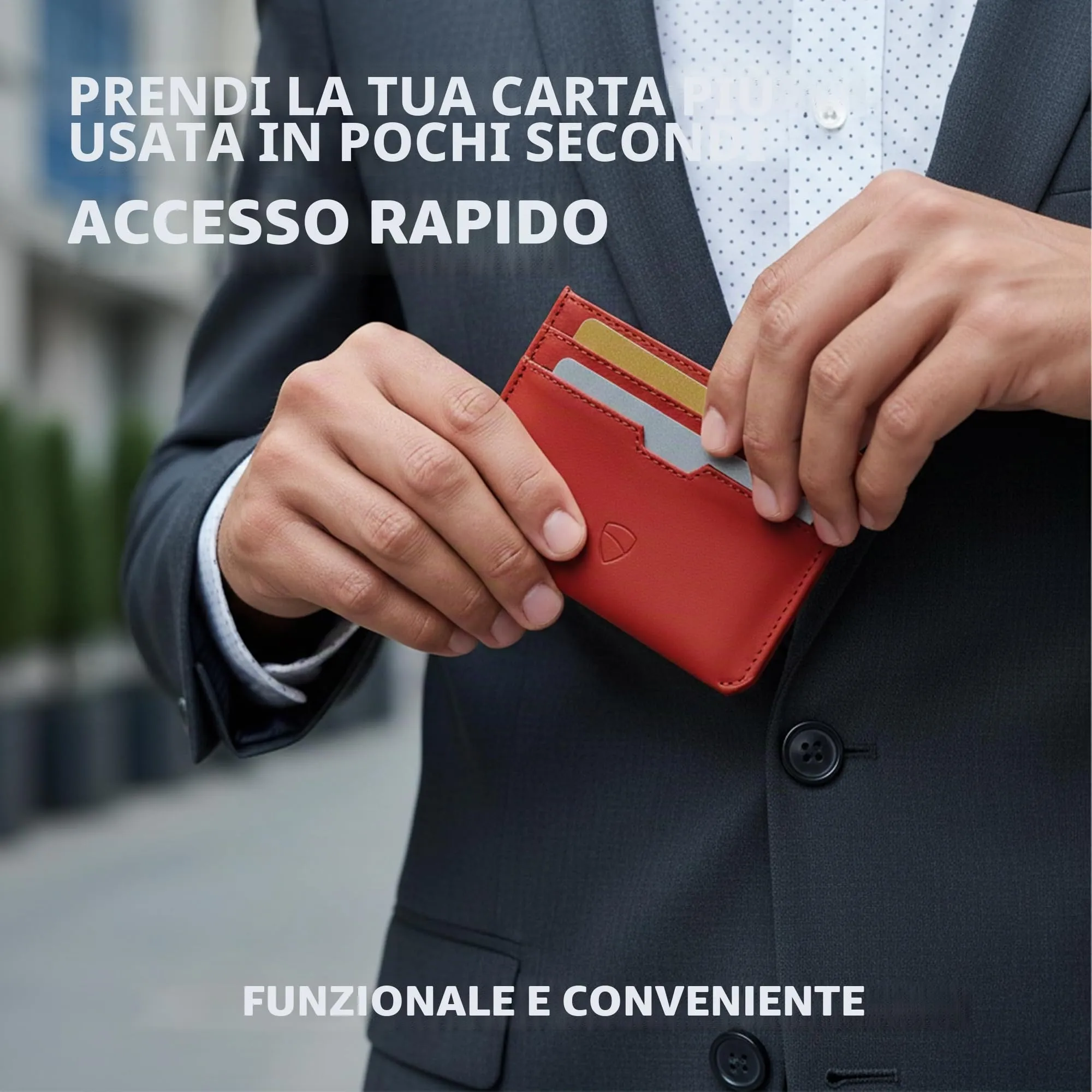 Vaultskin MOORGATE Porta Carte Uomo in Pelle con RFID, Rosso cremisi - immagine 7