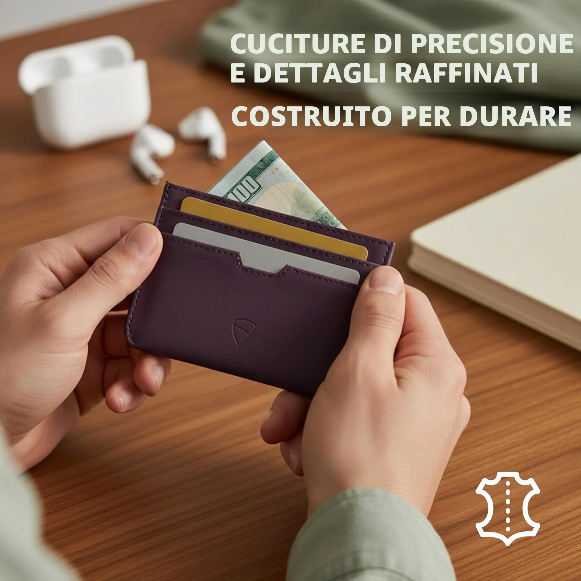 Vaultskin MOORGATE Porta Carte Uomo in Pelle con RFID, Mora - immagine 6