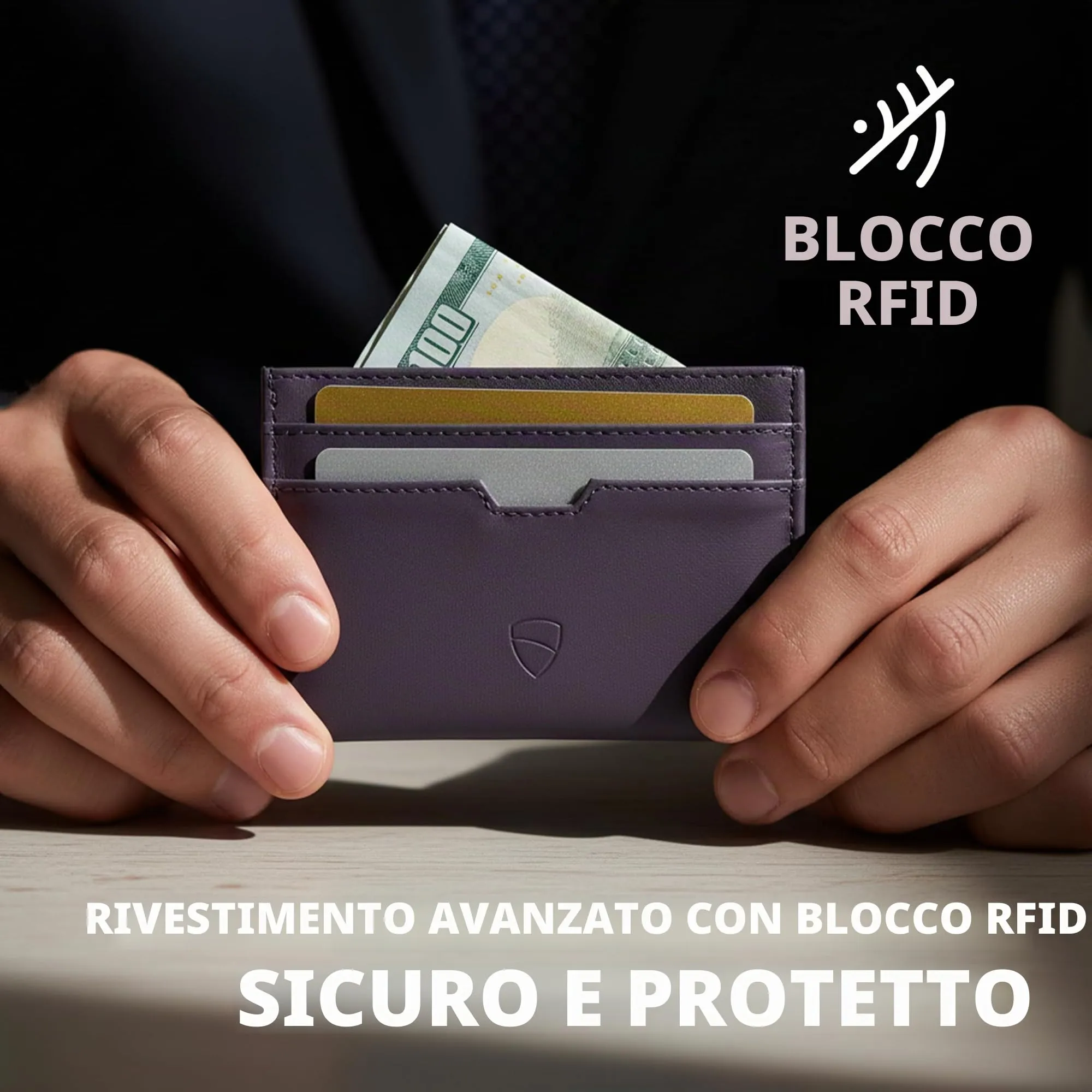 Vaultskin MOORGATE Porta Carte Uomo in Pelle con RFID, Mora - immagine 8