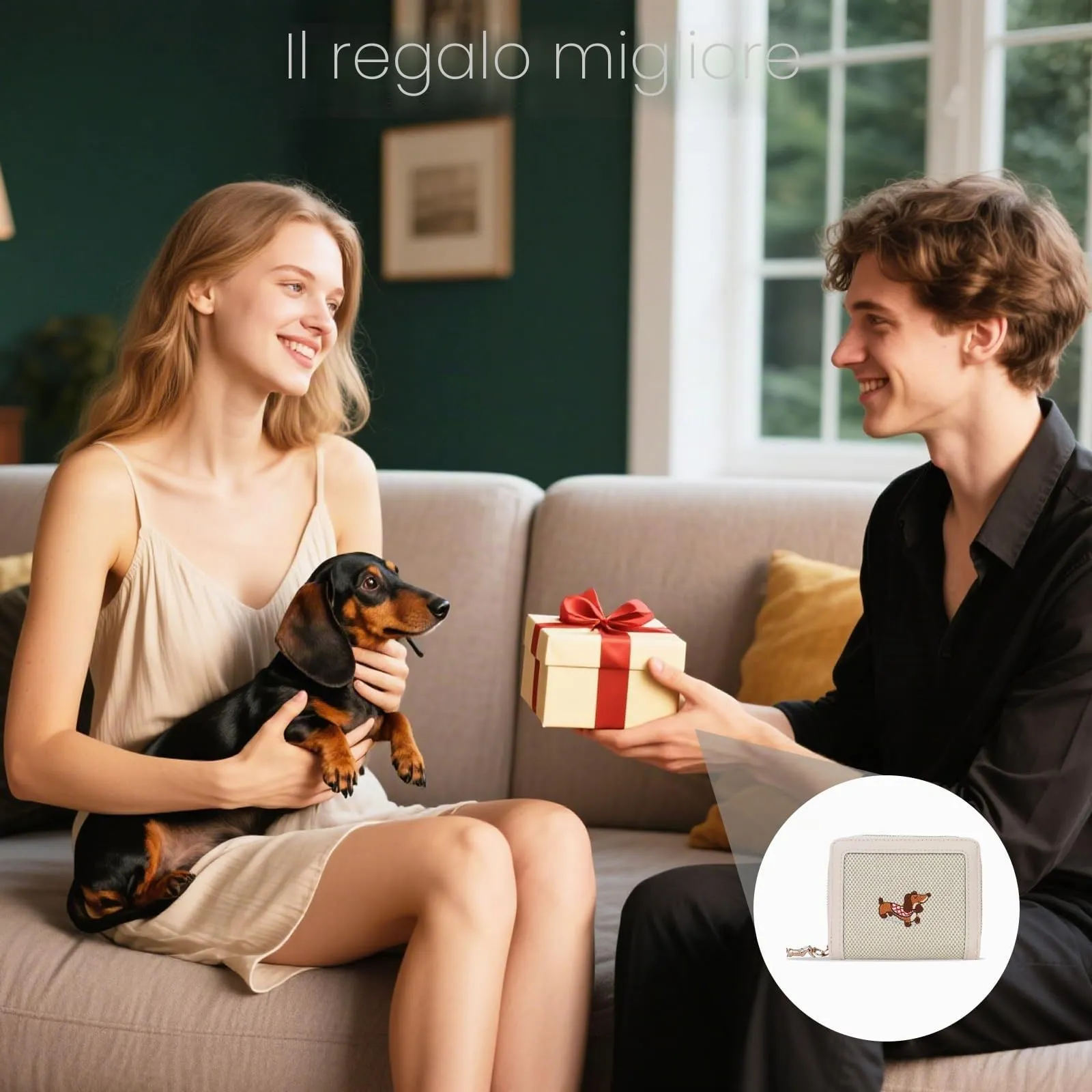 FuninCrea Piccolo portafoglio da donna, in ecopelle, con 5 scomparti per carte di credito, 1 finestra identificativa, con ricamo a bassotto, scomparto per monete con chiusura lampo, rosa chiaro, 11x - immagine 6