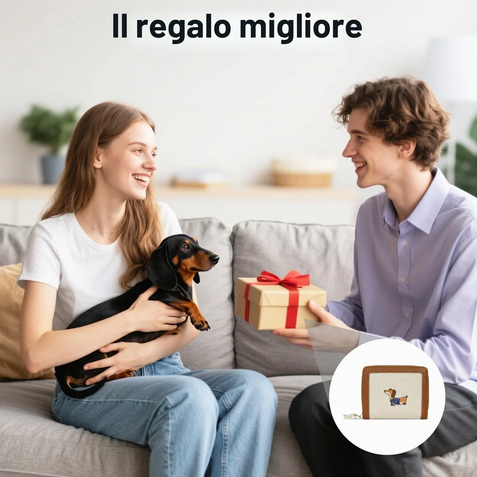 FuninCrea Piccolo portafoglio da donna, in ecopelle, con 5 scomparti per carte di credito, 1 finestra identificativa, con ricamo a bassotto, scomparto per monete con chiusura lampo, marrone, 11x 9x - immagine 5