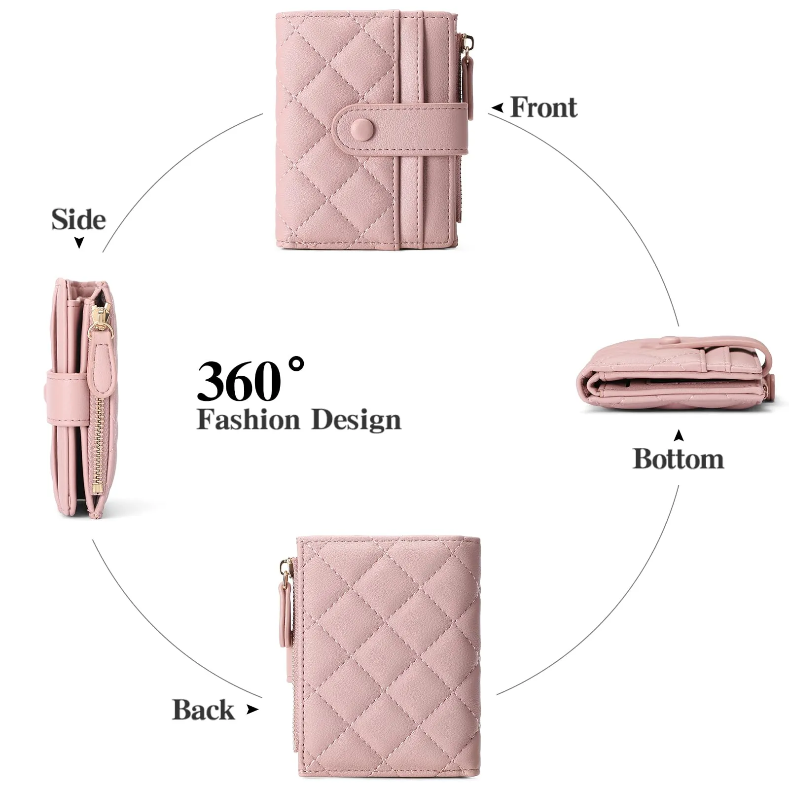 GAEKEAO Portafoglio Donna Slim, Portafogli Donna Piccolo con Protezione RFID, Portacarte Piccolo con ZIP, Porta Carte di Credito, con Tasca Portamonete e Contanti Borsellino Regalo Donne - immagine 5