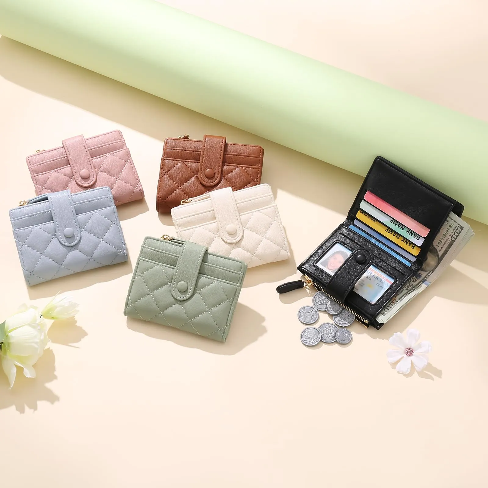 GAEKEAO Portafoglio Donna Slim, Portafogli Donna Piccolo con Protezione RFID, Portacarte Piccolo con ZIP, Porta Carte di Credito, con Tasca Portamonete e Contanti Borsellino Regalo Donne - immagine 7