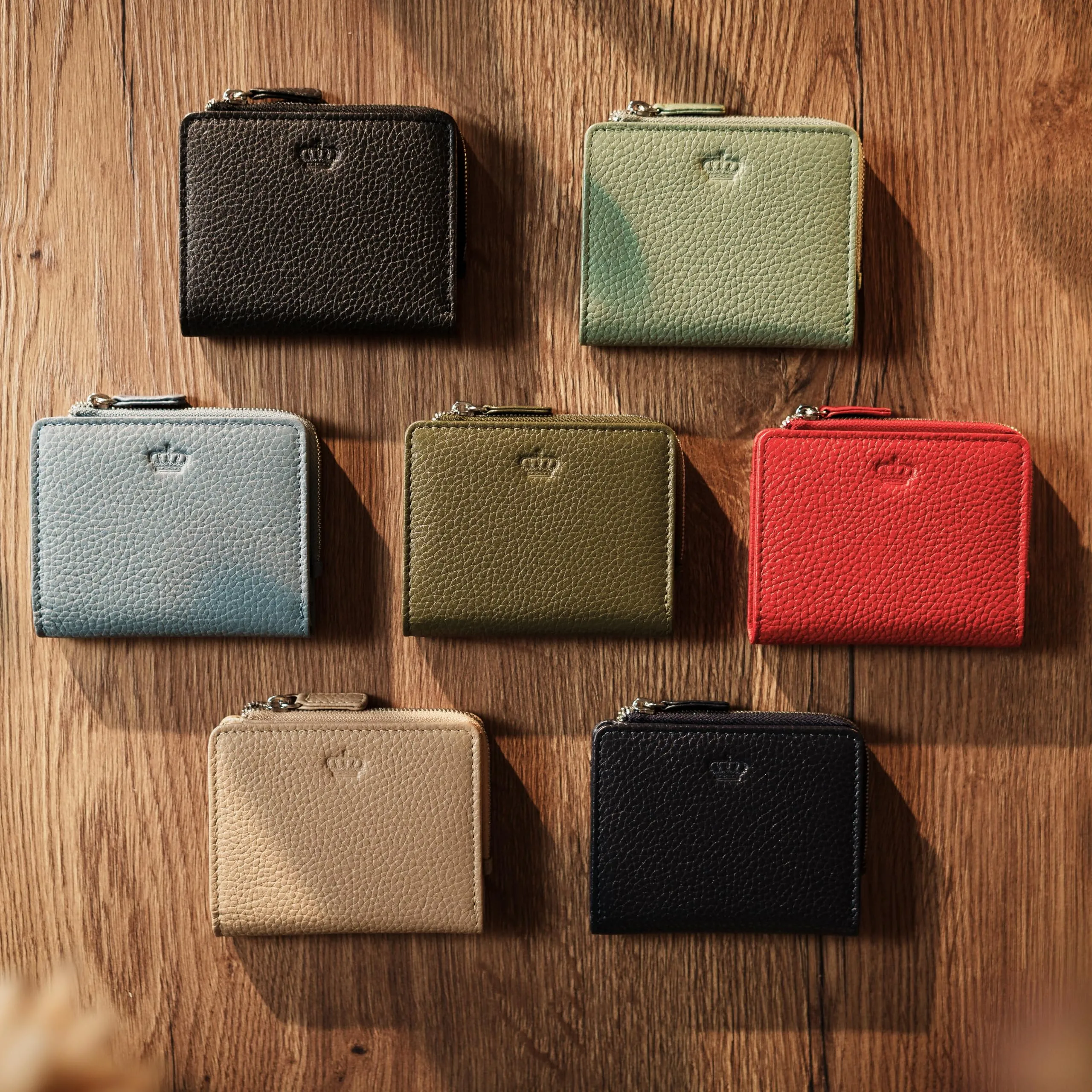 Baur portafoglio da donna piccolo – vera pelle con protezione RFID – portafoglio con 7 scomparti carte – chiusura bottone a pressione e tasca portamonete con cerniera (Cerniera argento, Nero) - immagine 7