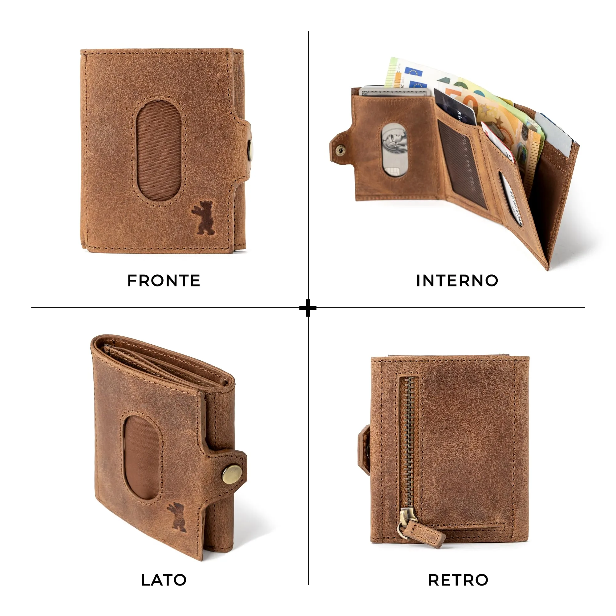 Berliner Bags Portafoglio Hamburg Uomo Piccolo Slim in Pelle e Portamonete - immagine 5