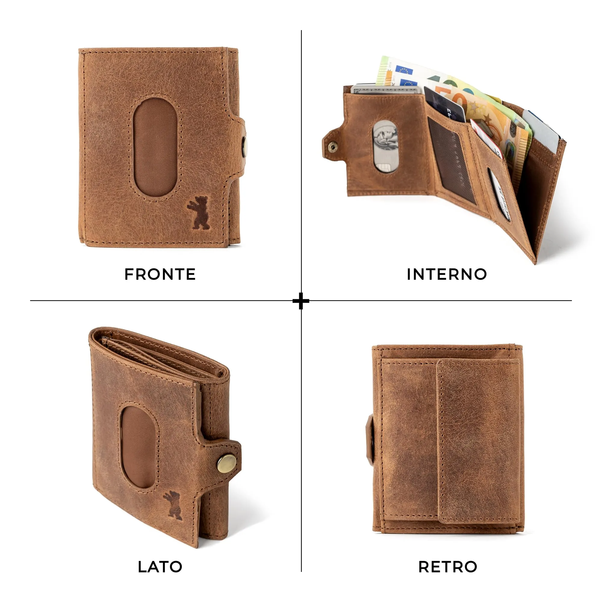 Berliner Bags Portafoglio Hamburg Uomo Piccolo Slim in Pelle e Portamonete - immagine 5