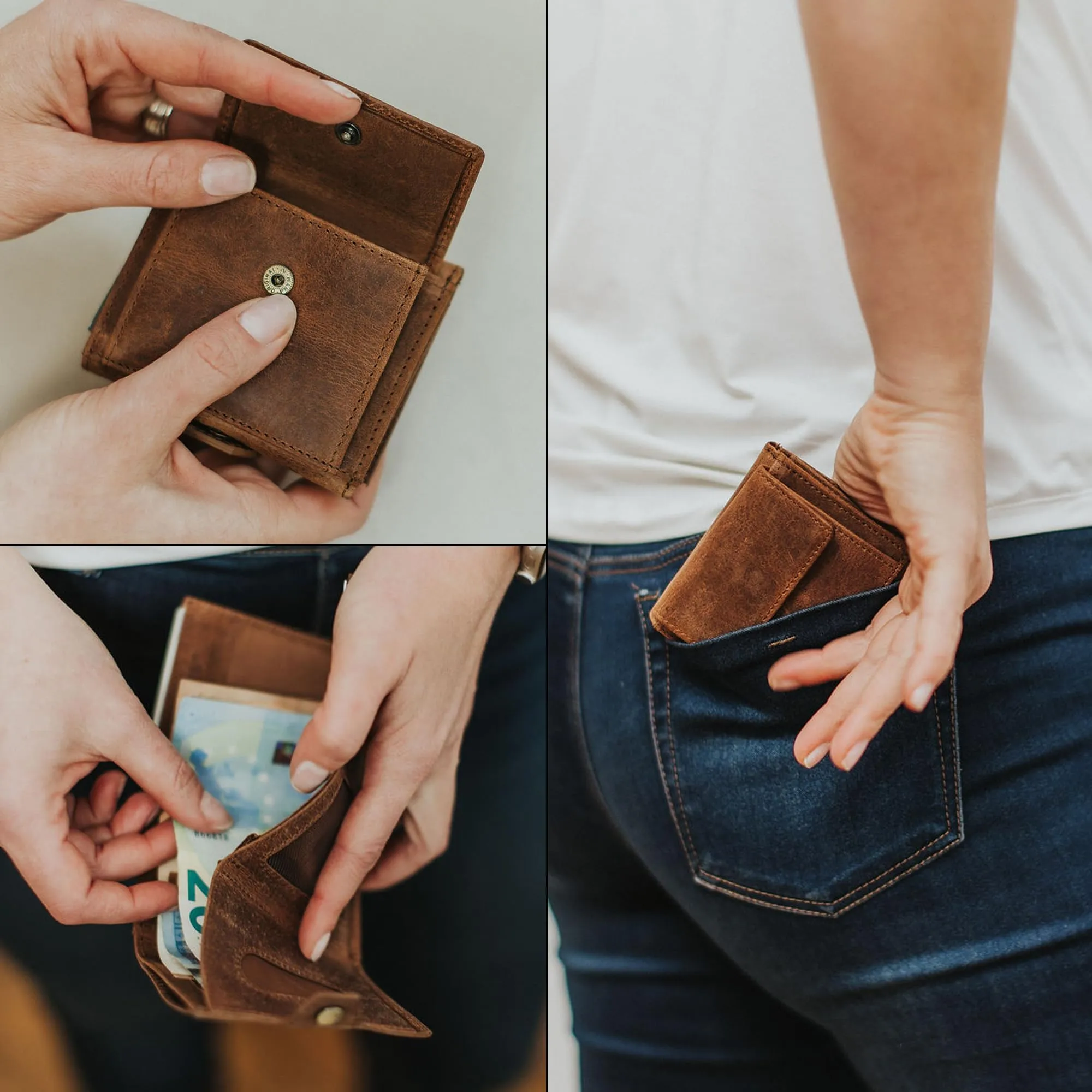 Berliner Bags Portafoglio Hamburg Uomo Piccolo Slim in Pelle e Portamonete - immagine 6