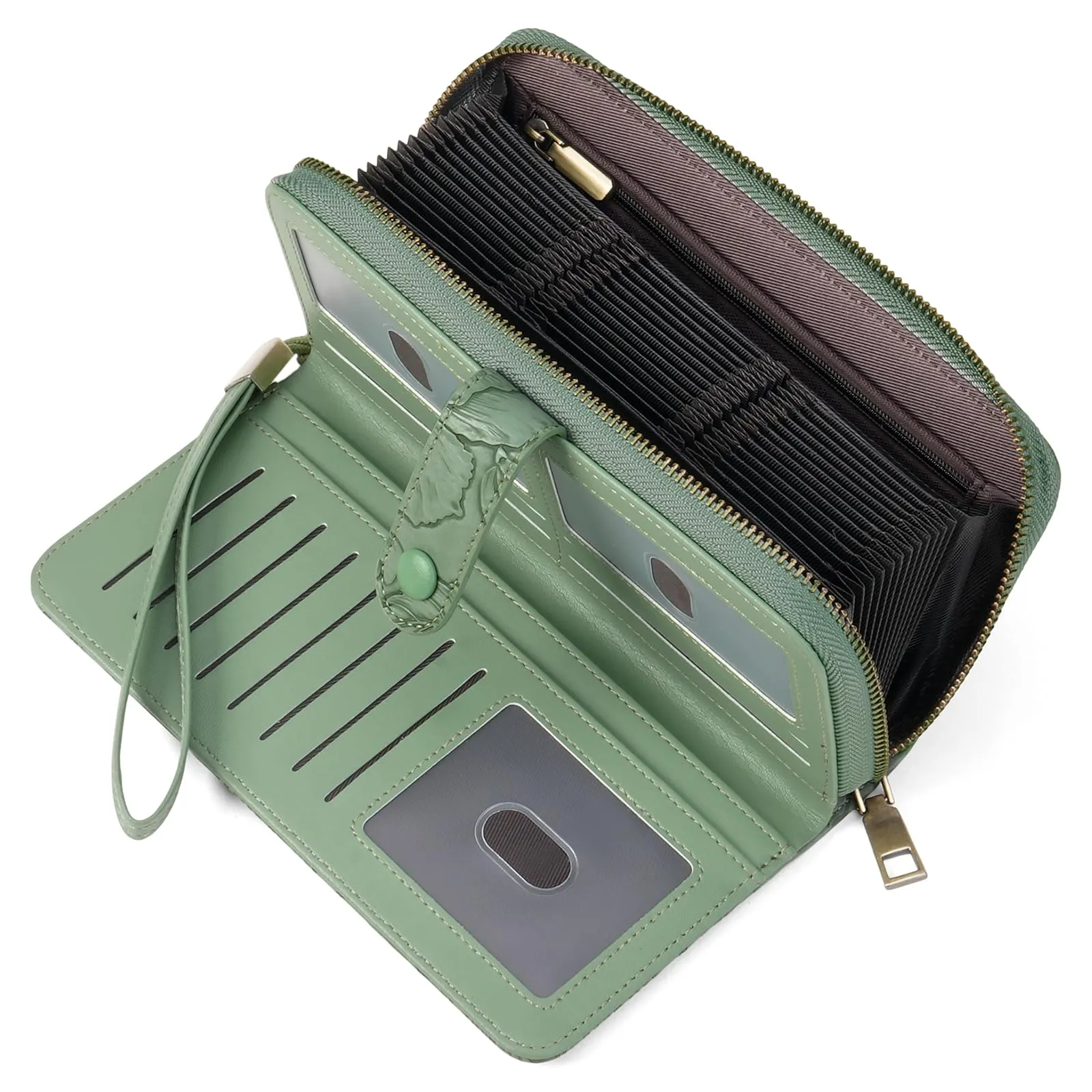 SENDEFN Portafoglio Donna Grande Capacità, Elegante Portamonete Donna Lungo, Porta Tessere Blocco RFID con Cerniera e Multi Card Slots Adatto per Cellulare - immagine 2
