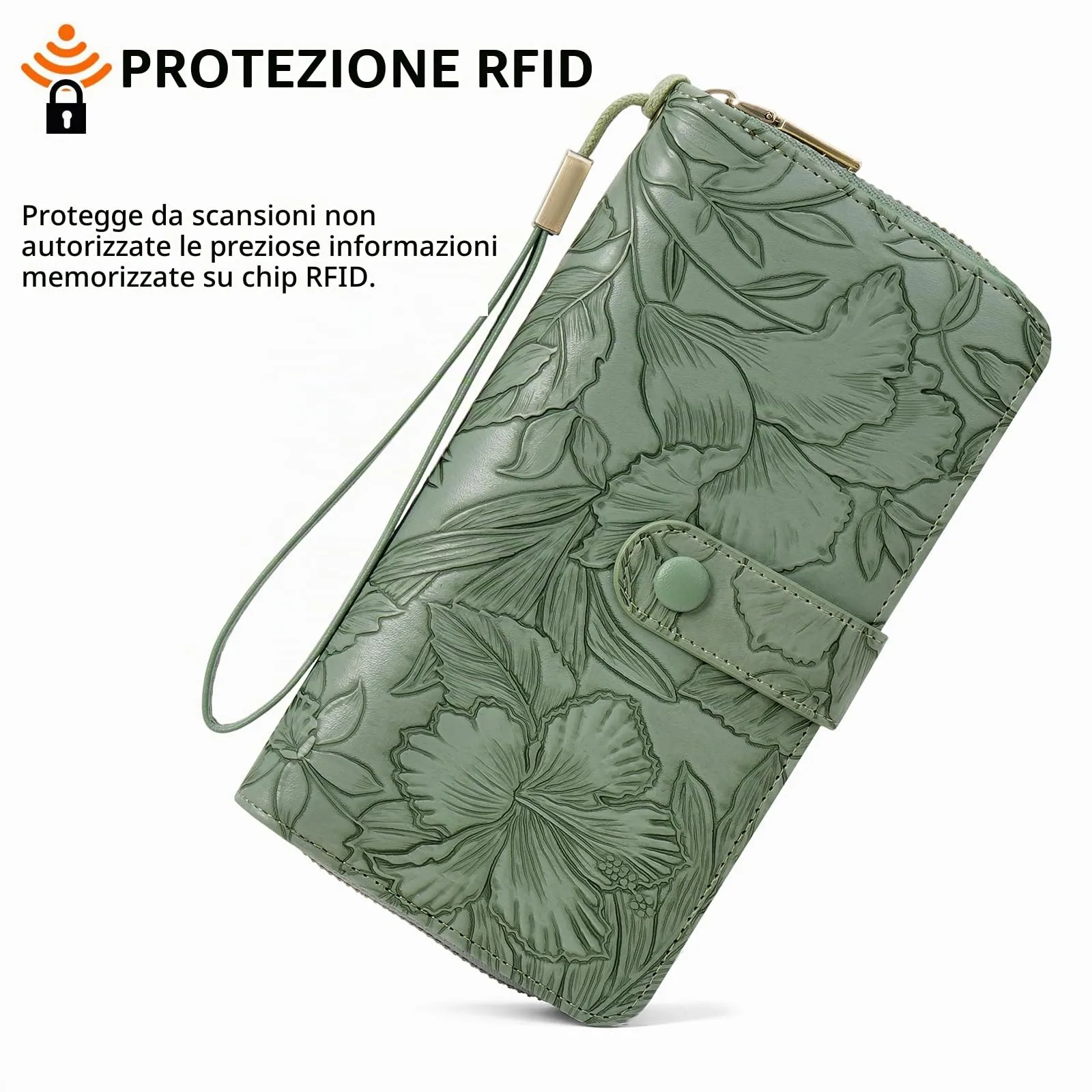 SENDEFN Portafoglio Donna Grande Capacità, Elegante Portamonete Donna Lungo, Porta Tessere Blocco RFID con Cerniera e Multi Card Slots Adatto per Cellulare - immagine 5