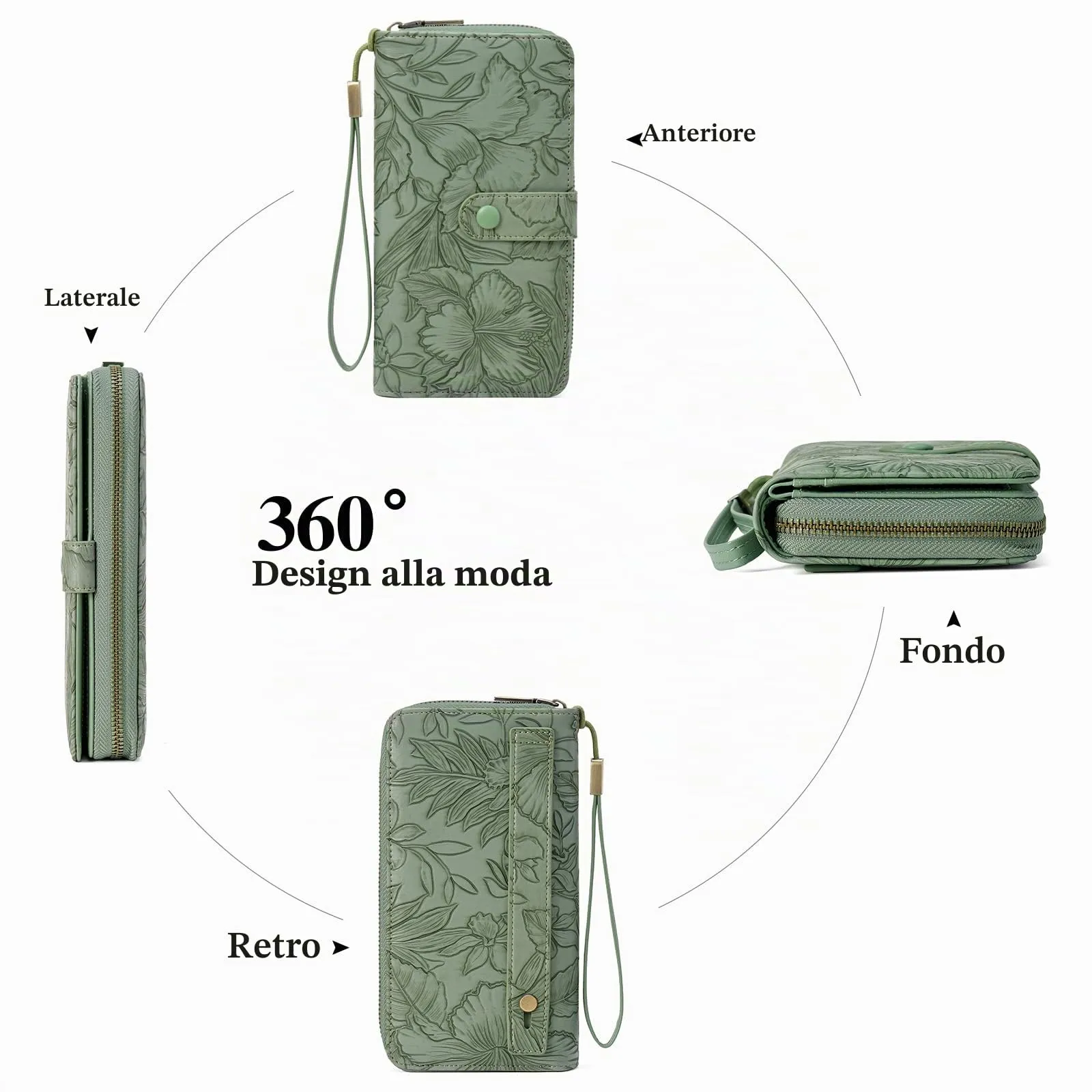 SENDEFN Portafoglio Donna Grande Capacità, Elegante Portamonete Donna Lungo, Porta Tessere Blocco RFID con Cerniera e Multi Card Slots Adatto per Cellulare - immagine 7