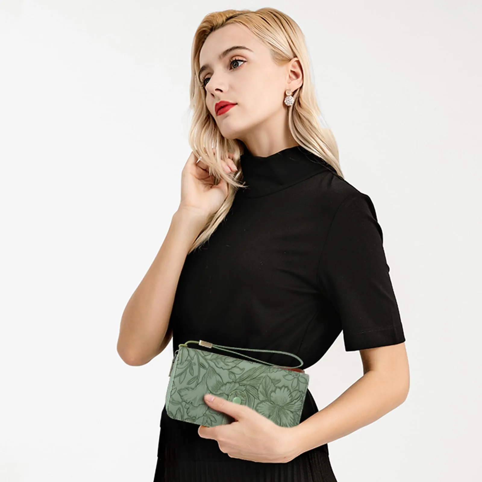 SENDEFN Portafoglio Donna Grande Capacità, Elegante Portamonete Donna Lungo, Porta Tessere Blocco RFID con Cerniera e Multi Card Slots Adatto per Cellulare - immagine 8